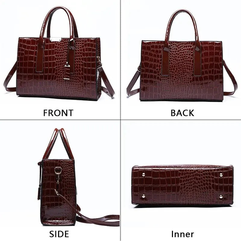 Borsa a Tracolla Donna TRIJN Nera Effetto Coccodrillo - Elegante, in Pelle Sintetica - - bags borsa coccodrillo donna handbags stampa trijn Women's handbags - Concept Palermo