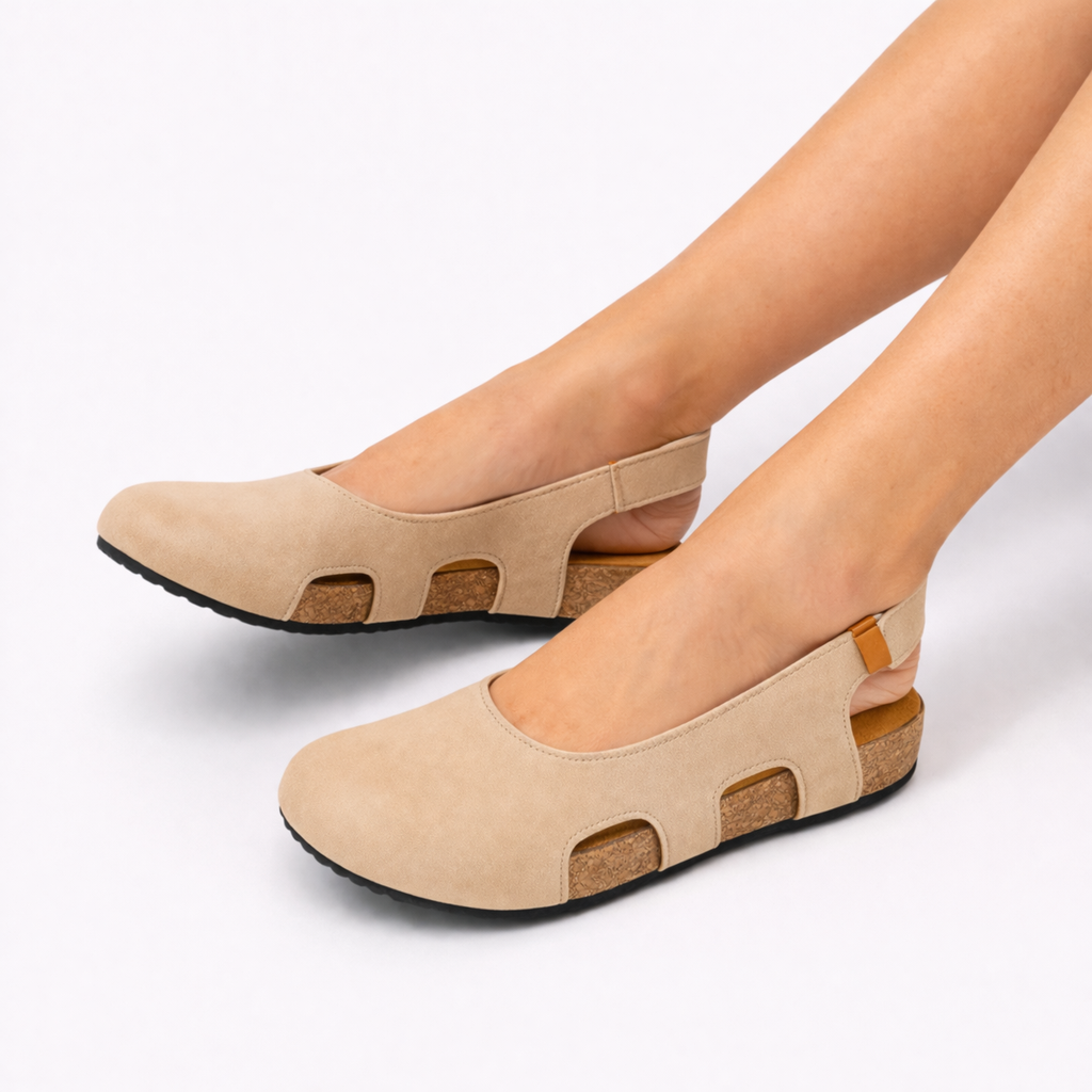 Slingback Nere Donna in Vera Pelle, Tacco 5cm, Punta Tonda: Eleganti & Comode - - donna Frauen Sandalen piatta punta sandals sandlas scarpa scarpa donna slingback tonda women - Concept Palermo
