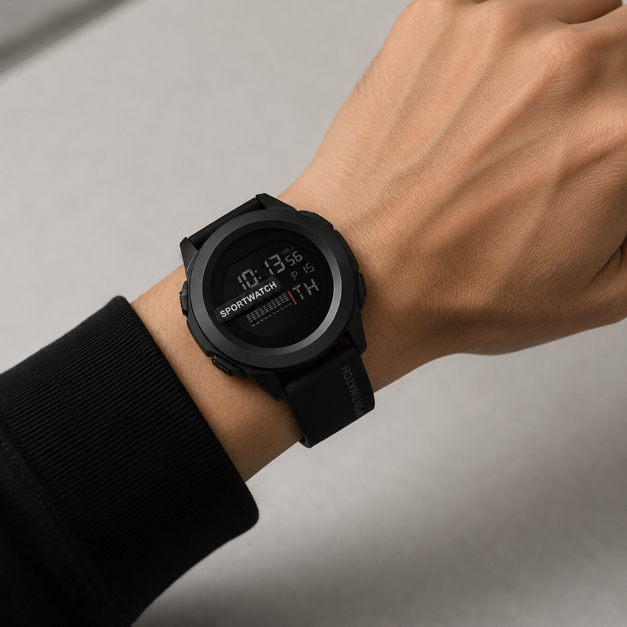 Orologio Digitale Sportivo Uomo Nero Impermeabile 5ATM, Cinturino Silicone - - accessoires affidabile avventura digitale digitale impermeabile horloges impermeabile ogni uomo watches - Concept Palermo