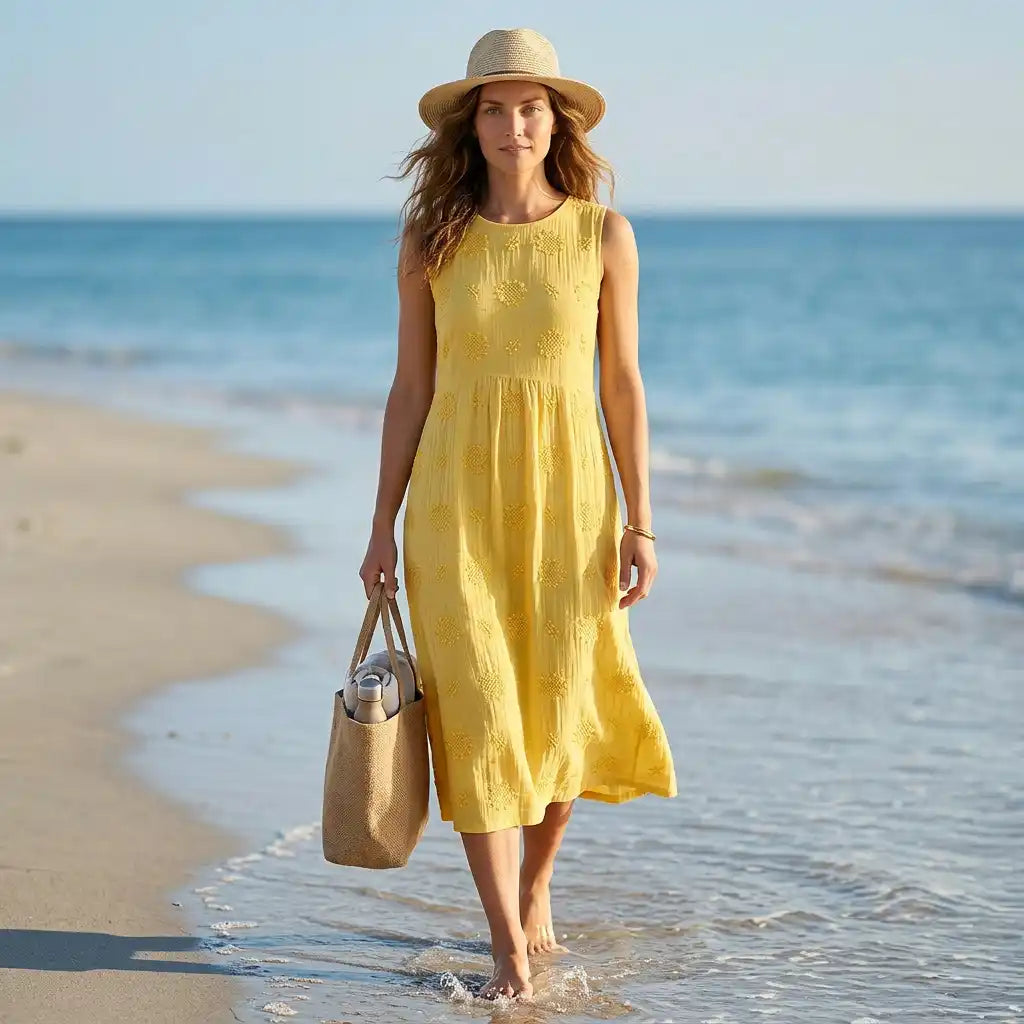 Élodie | Abito oversize elegante senza maniche con ricami per un look sofisticato - - abito abito elegante abito estivo abito ricamato abito senza maniche dresses look maniche oversize ricami sofisticato stile boho vestito donna élodie - Concept Palermo