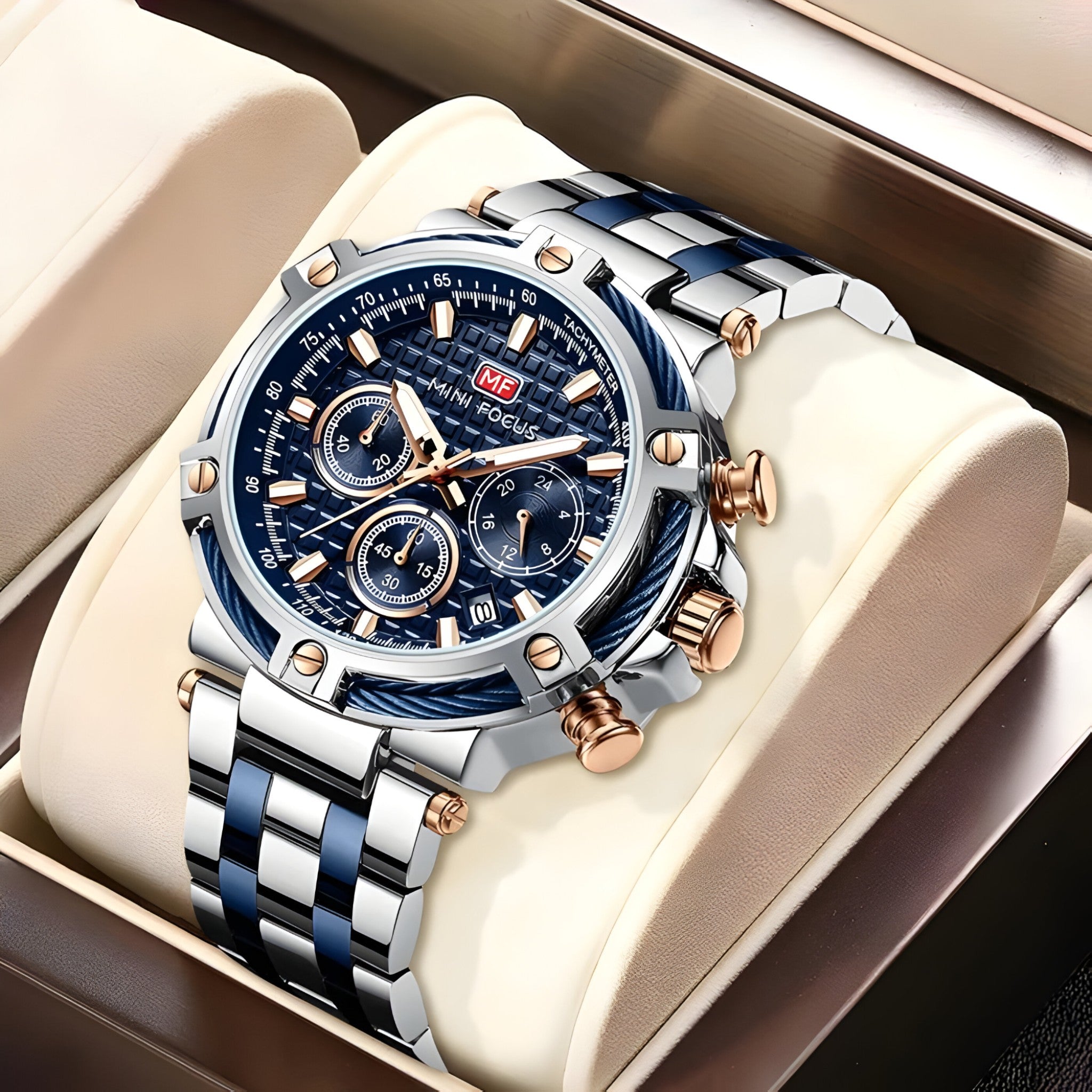Orologio da Uomo Elegante al Quarzo con Cinturino in Pelle Nera e Cassa in Acciaio Inox - - orologio orologio uomo uomo watches WATCHES FOR MEN - Concept Palermo