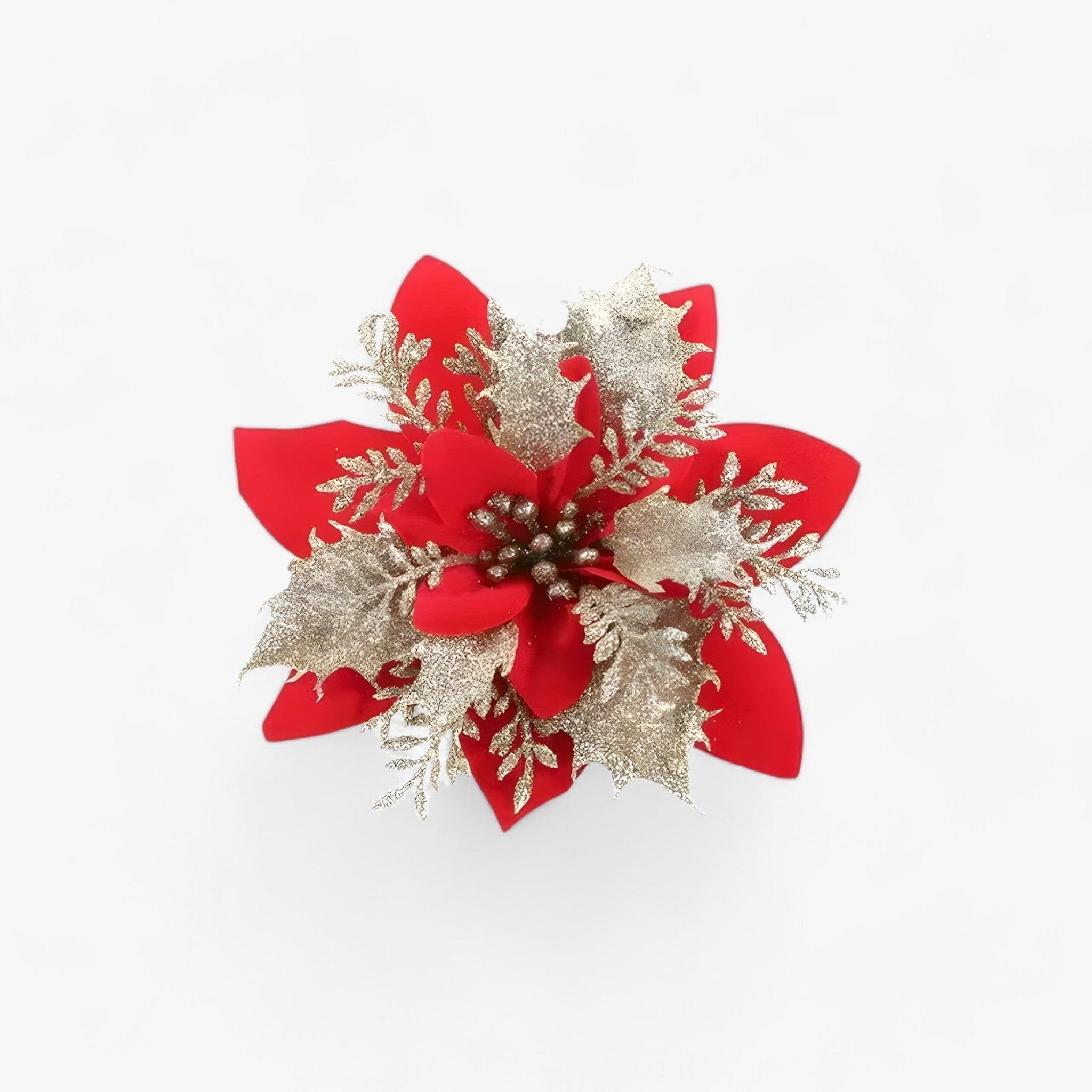 Fiori Artificiali Dorati per Decorazioni Natalizie - Rosso o 10 Pezzi - accessori natalizi artificiali decorazioni decorazioni dorate decorazioni natalizie decorazioni stagionali dorati eleganza Natale fiori fiori artificiali fiori di Natale fiori dorati fiori per alberi di Natale ghirlande natalizie natalizie tavola festiva - Concept Palermo