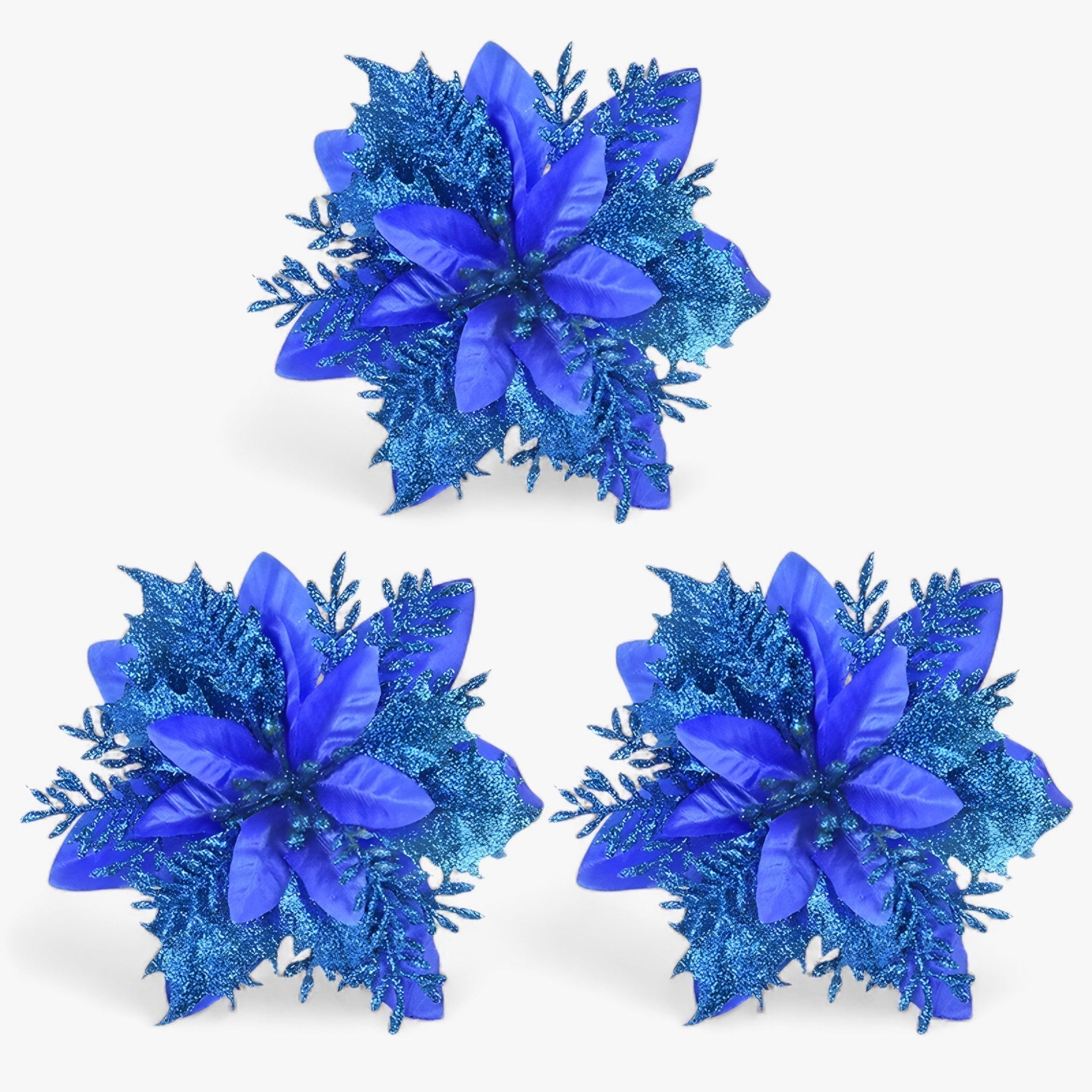 Fiori di Natale Scintillanti Decorativi - Blu Reale - arredamento festivo atmosfera festosa decorativi decorazione casa decorazione natalizia decorazione per esterni decorazione per interni decorazioni scintillanti fiori fiori decorativi fiori di Natale fiori natale natale piante e fiori artificiali regalo di Natale scintillanti - Concept Palermo