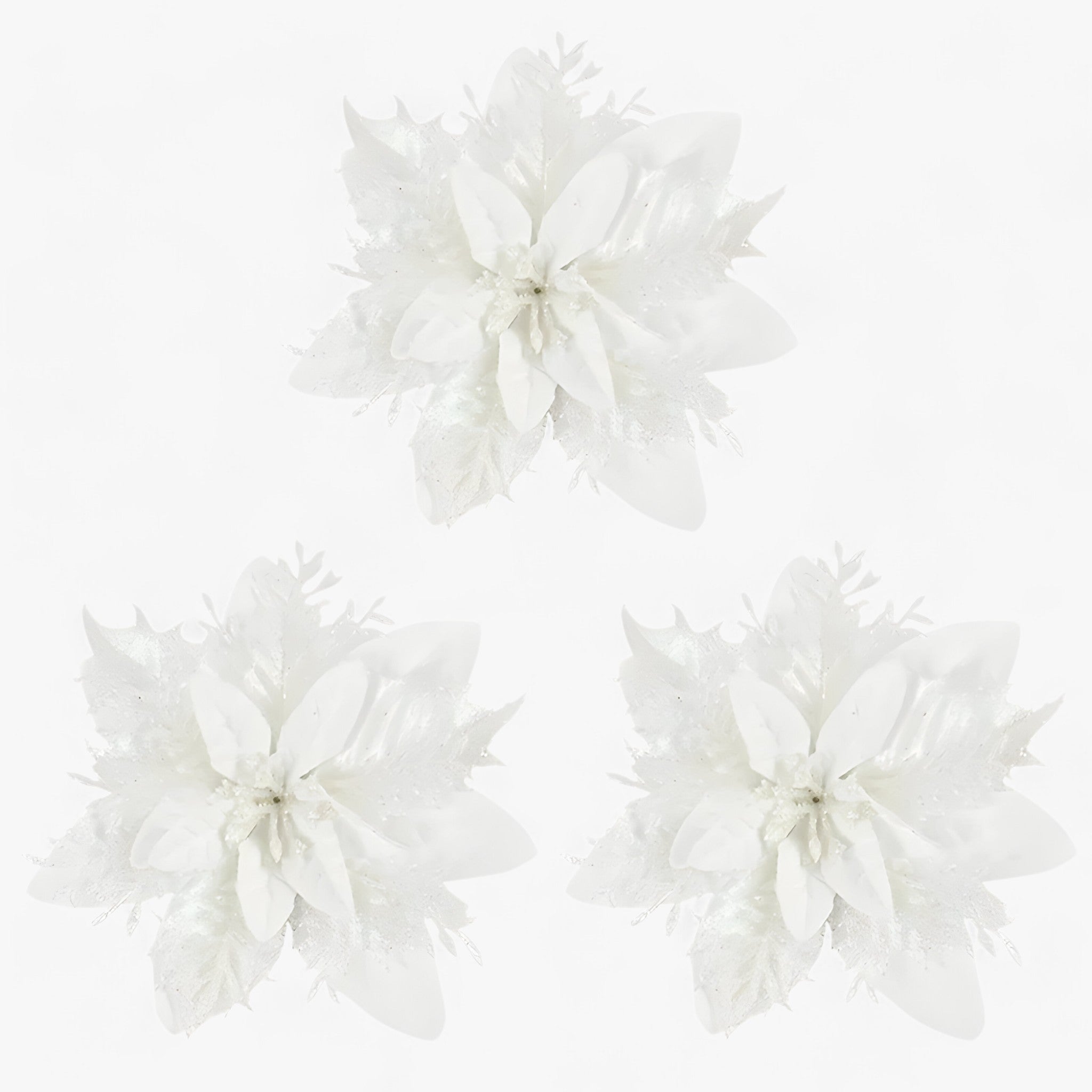 Fiori di Natale Scintillanti Decorativi - Bianco - arredamento festivo atmosfera festosa decorativi decorazione casa decorazione natalizia decorazione per esterni decorazione per interni decorazioni scintillanti fiori fiori decorativi fiori di Natale fiori natale natale piante e fiori artificiali regalo di Natale scintillanti - Concept Palermo