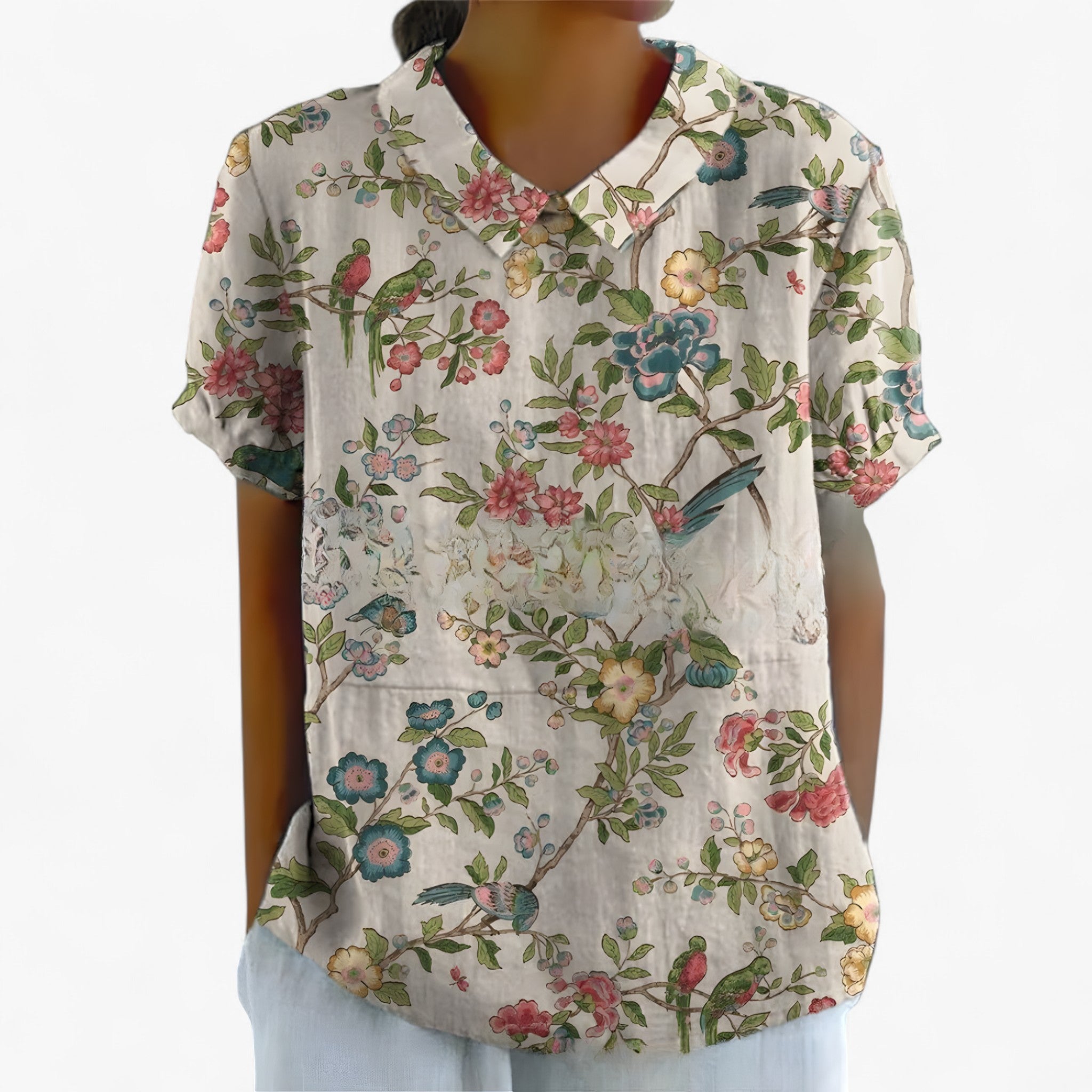 Camicia Stampata Elegante da Donna in Viscosa con Motivo Floreale - - camicia camicia stampata stampata women's top clothes - Concept Palermo