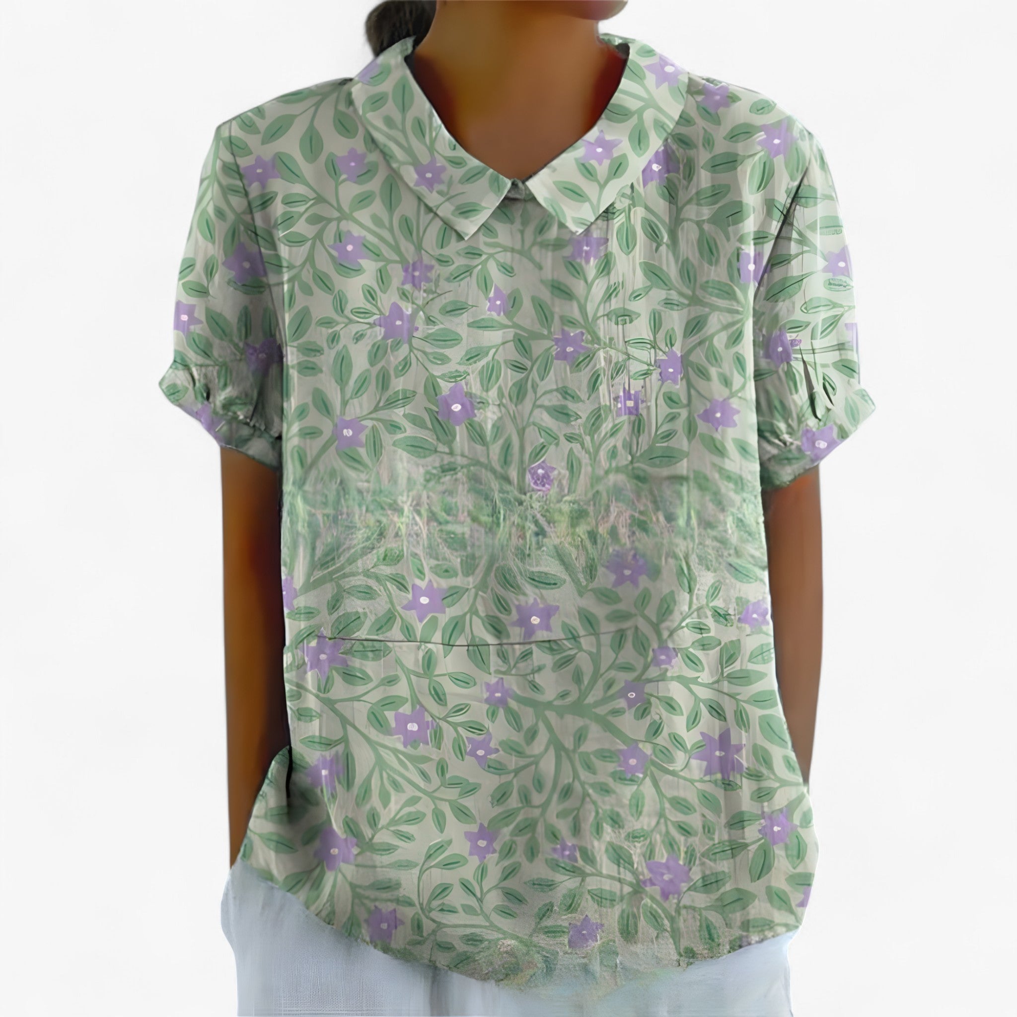 Camicia Stampata Elegante da Donna in Viscosa con Motivo Floreale - Rosa scuro - camicia camicia stampata stampata women's top clothes - Concept Palermo