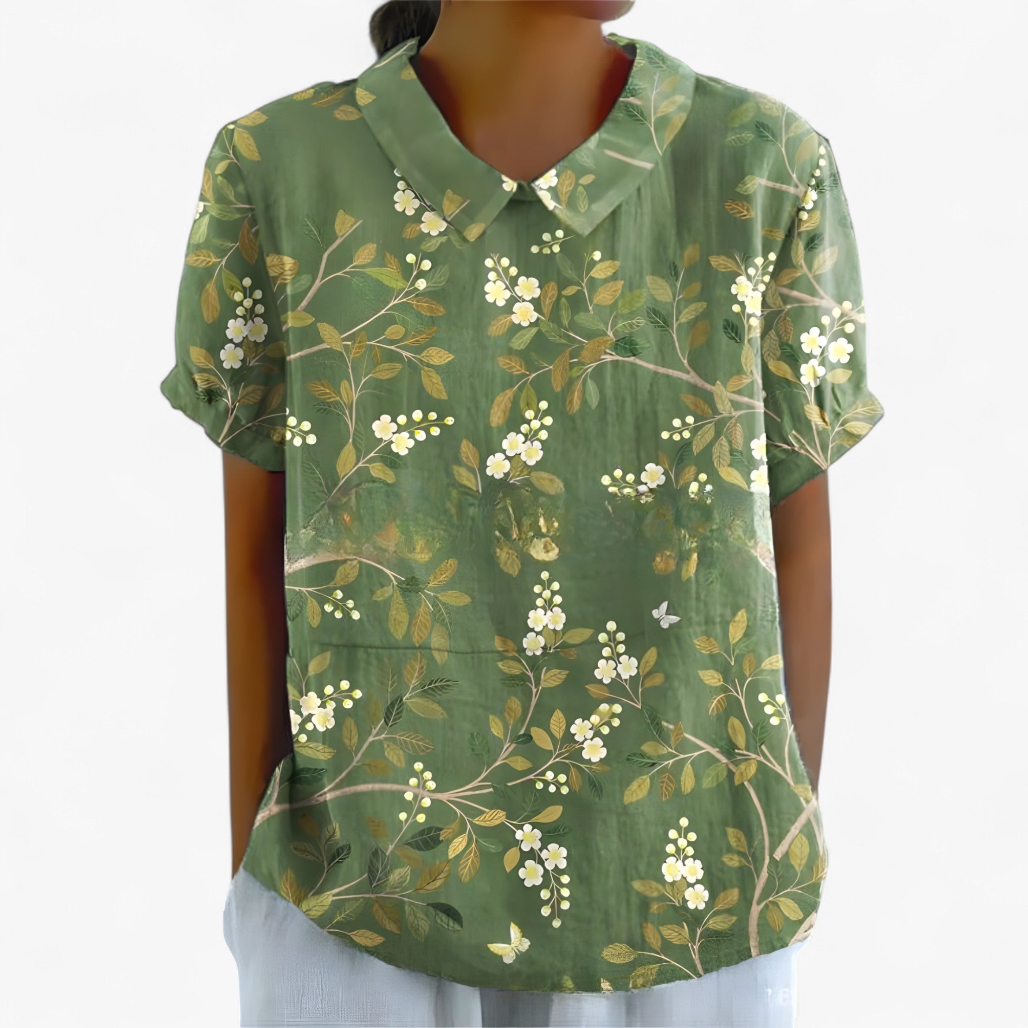 Camicia Stampata Elegante da Donna in Viscosa con Motivo Floreale - Rosa chiaro con stampa floreale - camicia camicia stampata stampata women's top clothes - Concept Palermo
