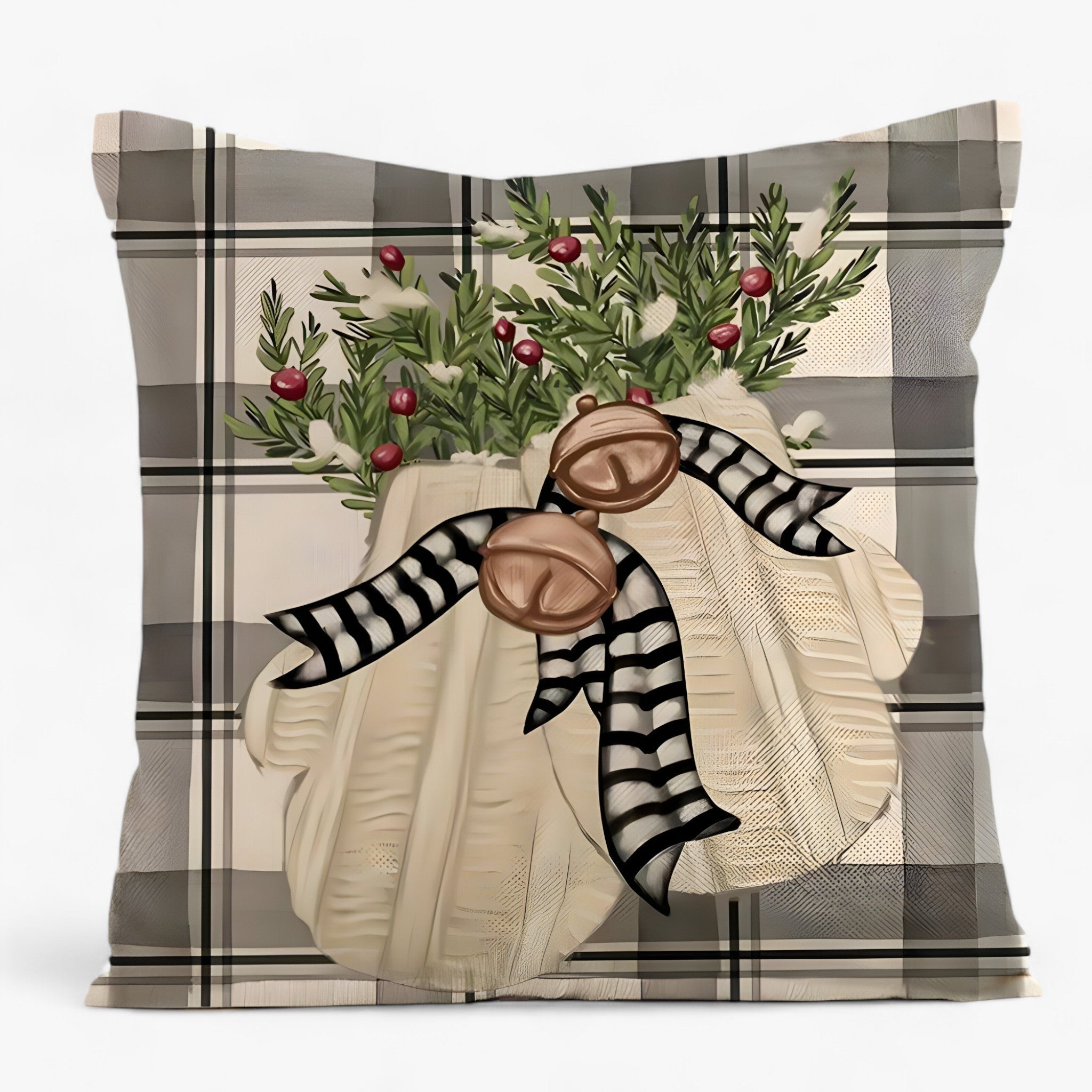 Fodera per Cuscino Natalizia in Lino - - accessori casa cuscino cuscino decorativo cuscino elegante decorazione festiva decorazione interna design festivo festività natalizie fodera fodera cuscino fodere per cuscini home decor lino lino natalizio natalizia - Concept Palermo