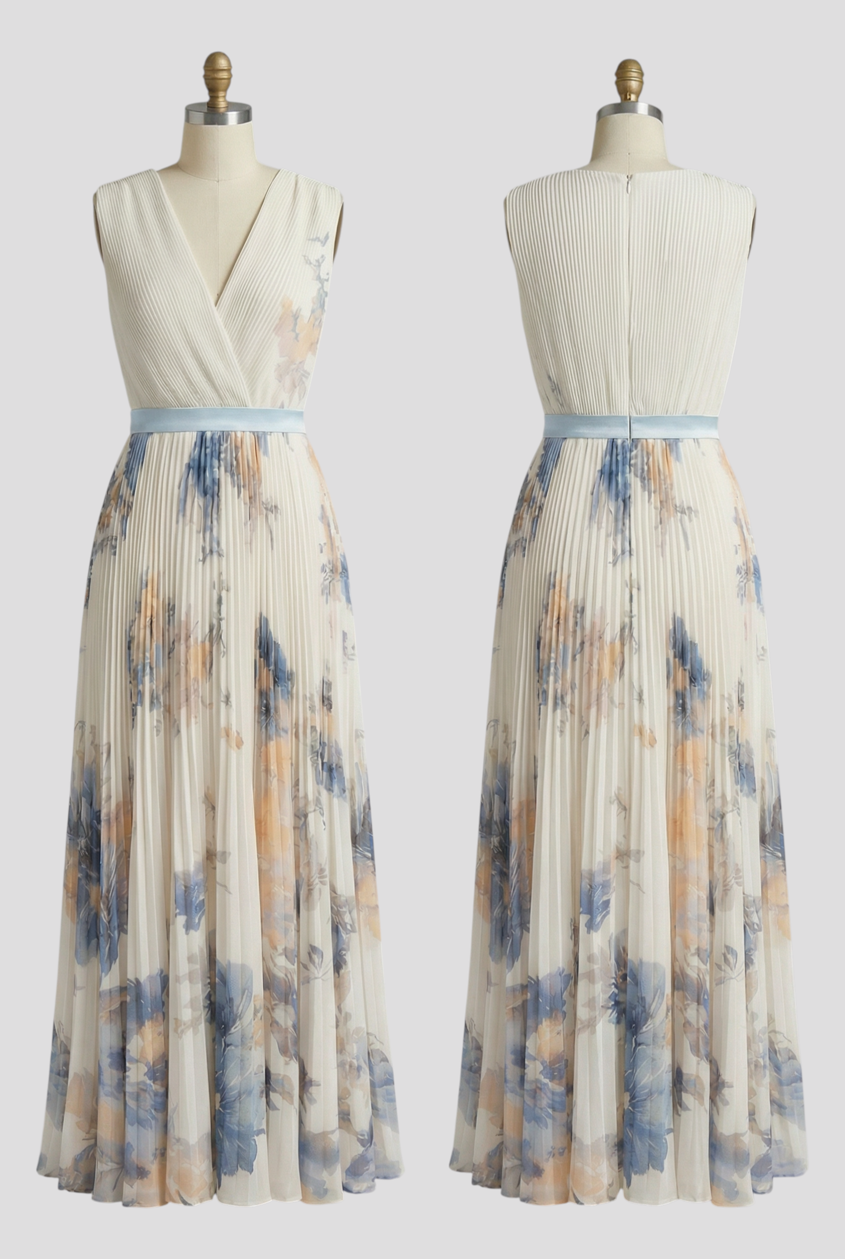 Vestito vintage Luciana Damer con pieghe e motivo acquerello Donna - Bianco - Abendkleid(Evening dress) acquerello damer donna dresses Dresses & Jumpsuits Holiday Season luciana Midi Dresses motivo pieghe Spring/Summer vestito Women - Concept Palermo