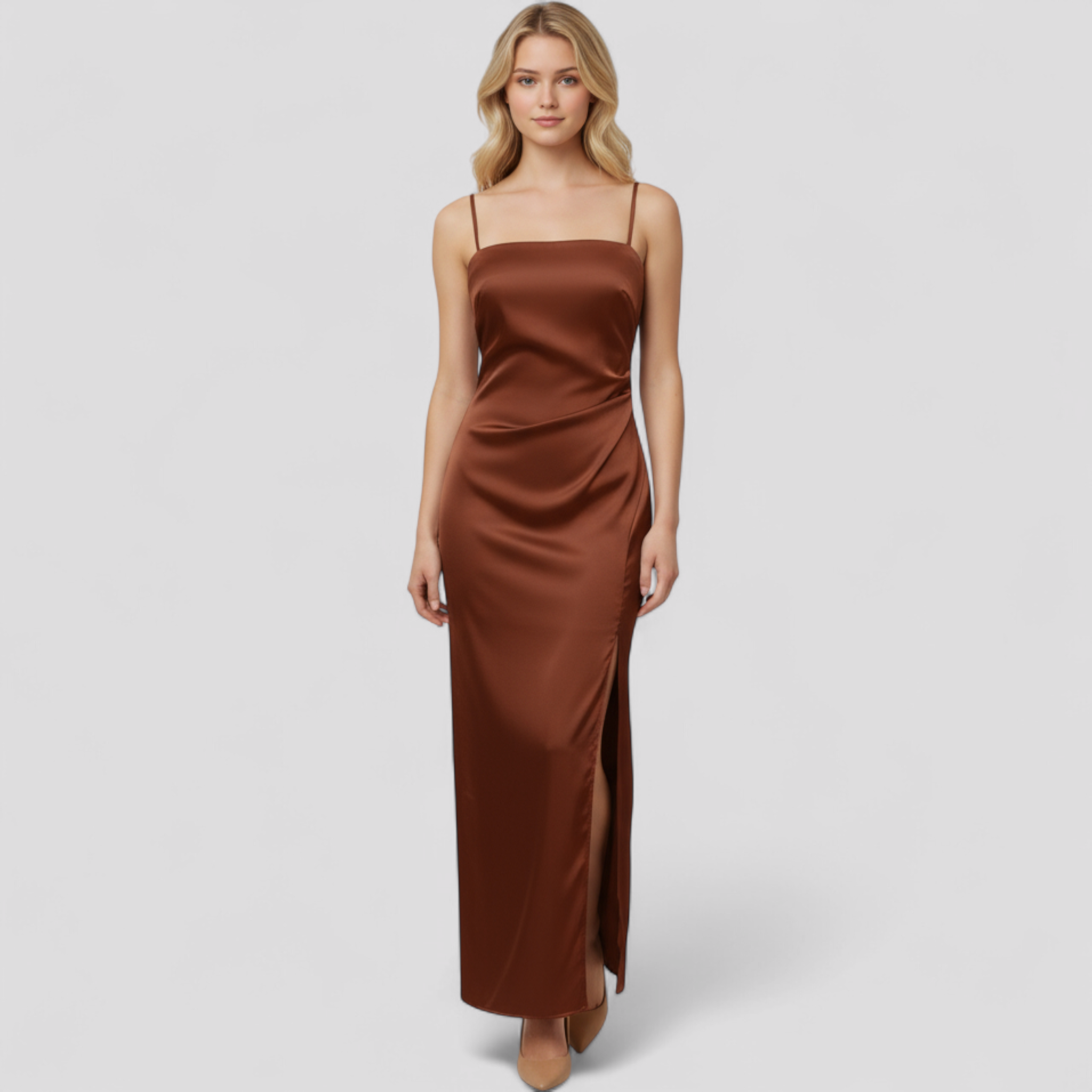 Abito lungo in satin con spacchi laterali e spalline sottili Seta Donna - - abito abito satin casual dresses donna DRESS dresses female dress laterali Maxi Dresses satin seta sottili WOMEN - Concept Palermo
