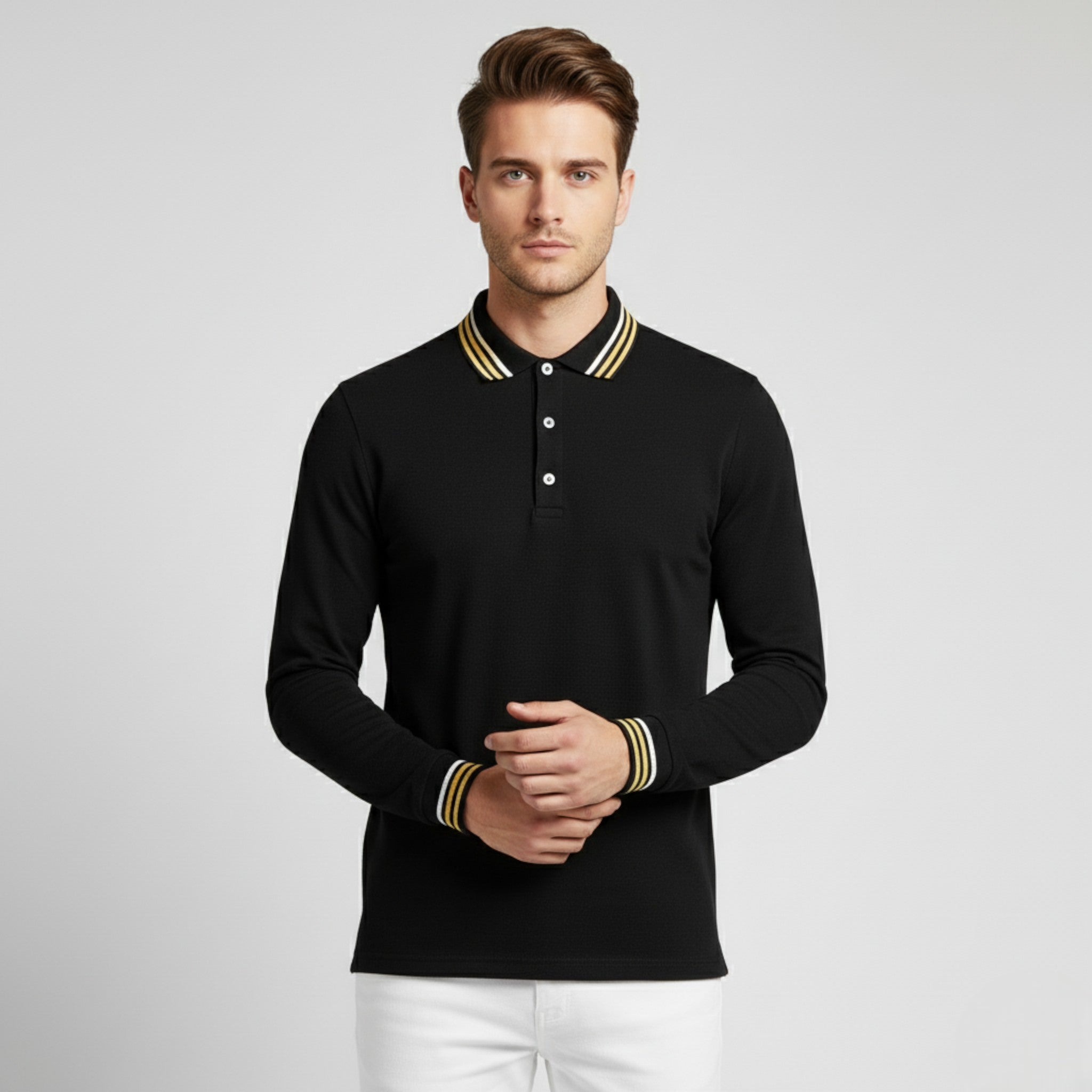 Maglietta Polo da Uomo a Maniche Lunghe - - lunghe maglietta maglietta polo maniche men's sweater polo uomo - Concept Palermo