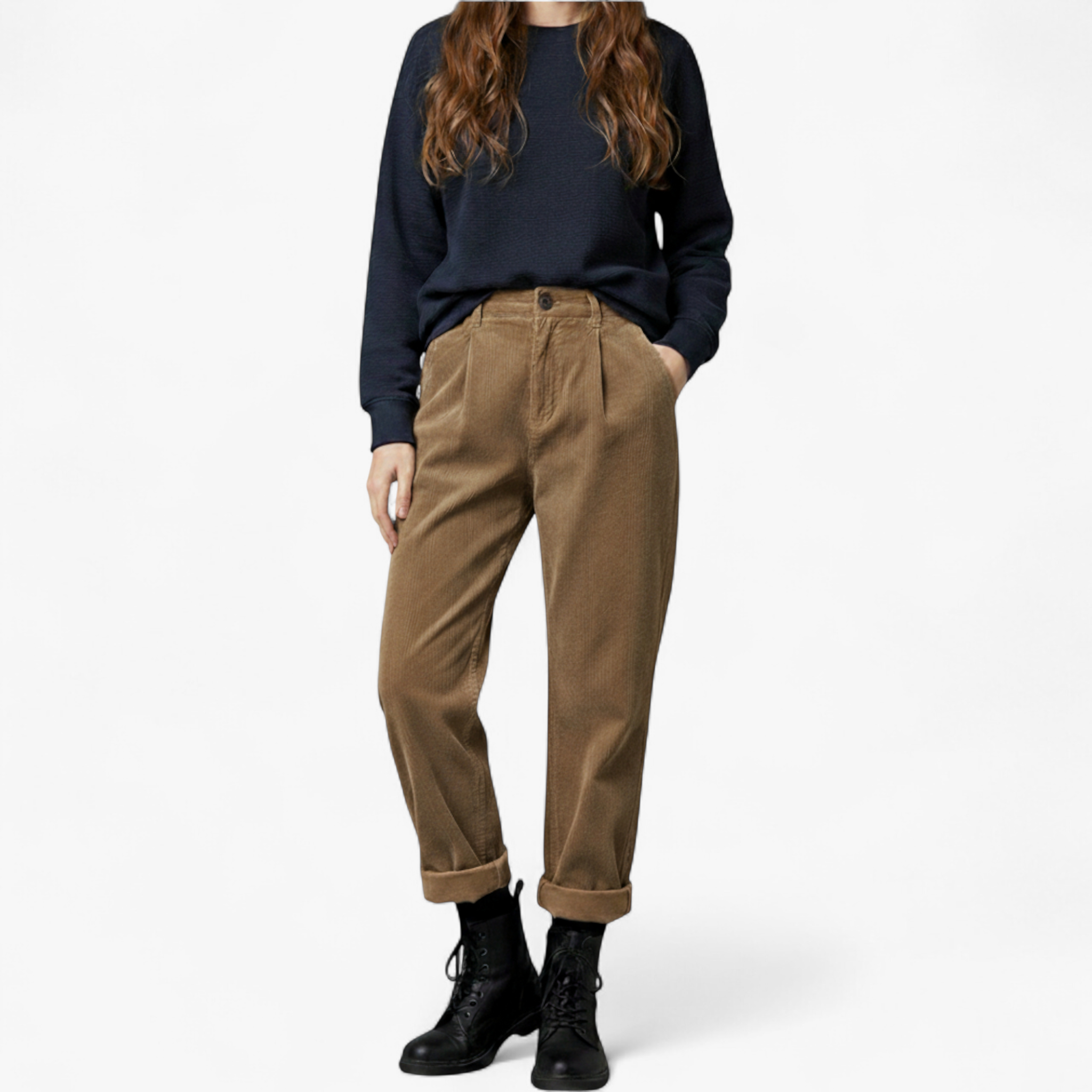 Pantaloni Donna Vintage Vita Alta - - abbigliamento casual alta donna pantaloni pantaloni alta vita pantaloni cinque tasche pantaloni donna pantaloni eleganti pantaloni in corda pants stile versatile vintage vita - Concept Palermo