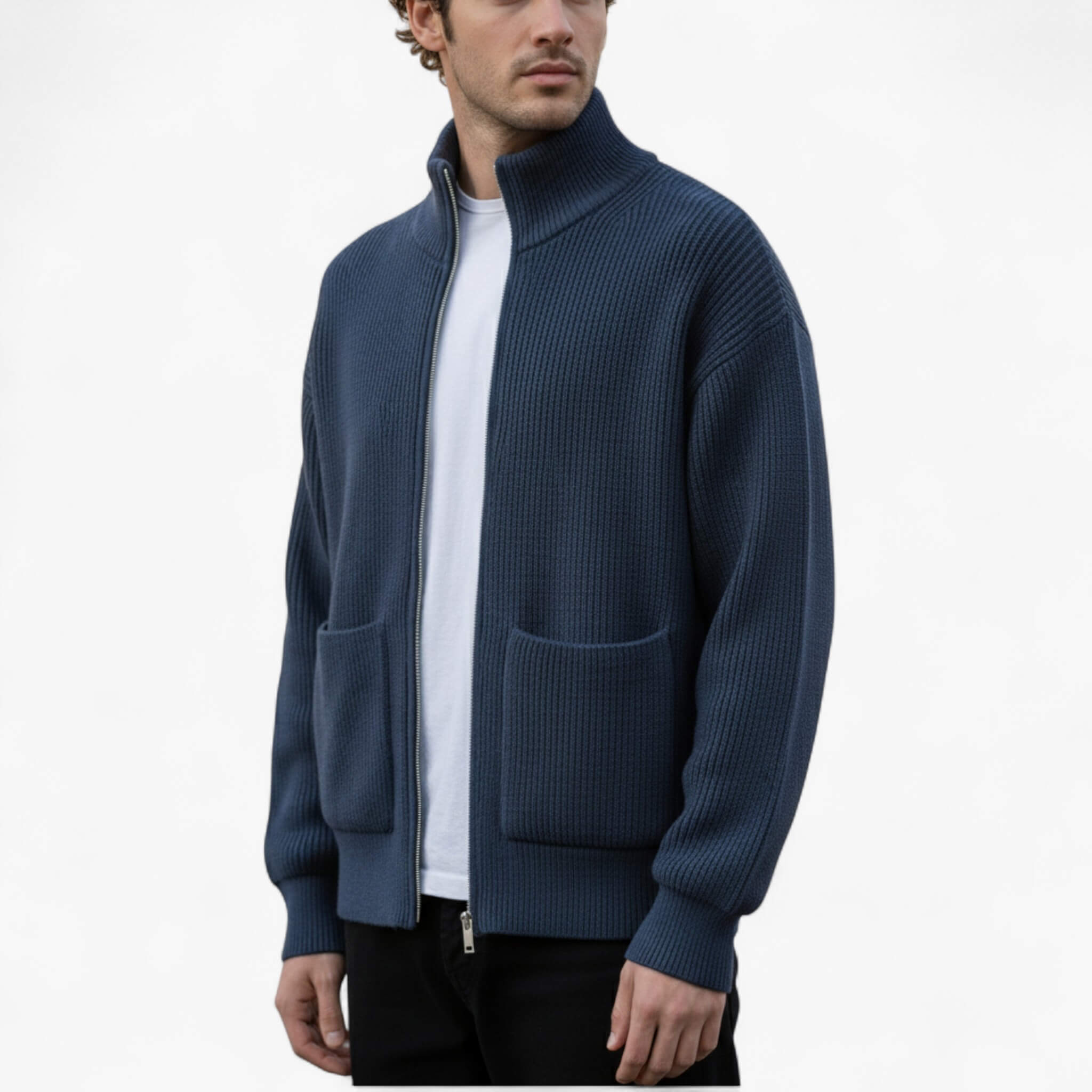 Maglione Uomo a Zip Casual - - abbigliamento quotidiano abiti smart-casual cappotto di maglia casual maglione maglione a maglia maglione a zip maglione casual maglione con cerniera maglione elegante maglione estivo maglione uomo maglioni da uomo moda maschile uomo - Concept Palermo