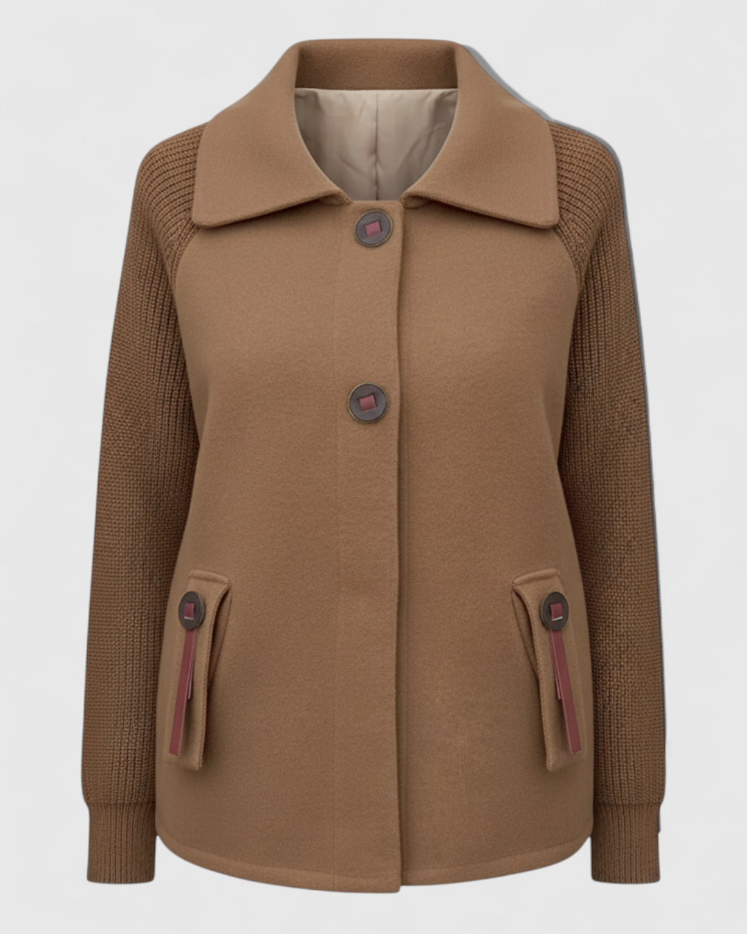 Giacca Invernale Donna Casual con Collo Alto - Camel - abbigliamento esterno da donna casual collo donna giacca giacca autunno inverno giacca casual giacca collo alto giacca comoda giacca con tasche giacca donna giacca elegante giacca invernale invernale - Concept Palermo
