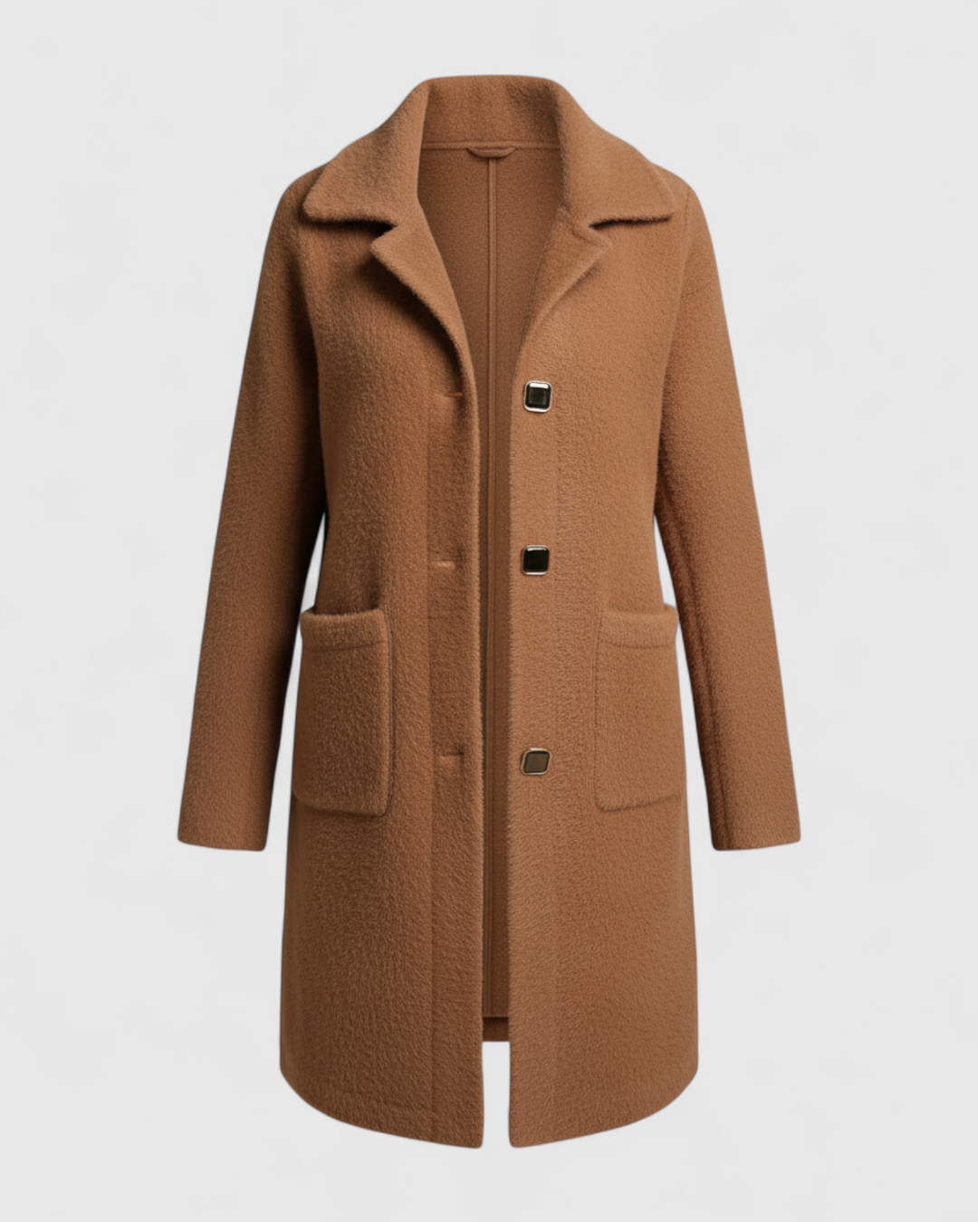 Giacca Invernale Donna e Confortevole - Khaki - confortevole donna giacca giacca a bottoni giacca autunno giacca calda giacca comfort giacca elegante giacca in lana giacca invernale giacca Lente giacca longline giacca moda giacca taglie grandi giacca tasche giacca versatile giubbotti invernale - Concept Palermo