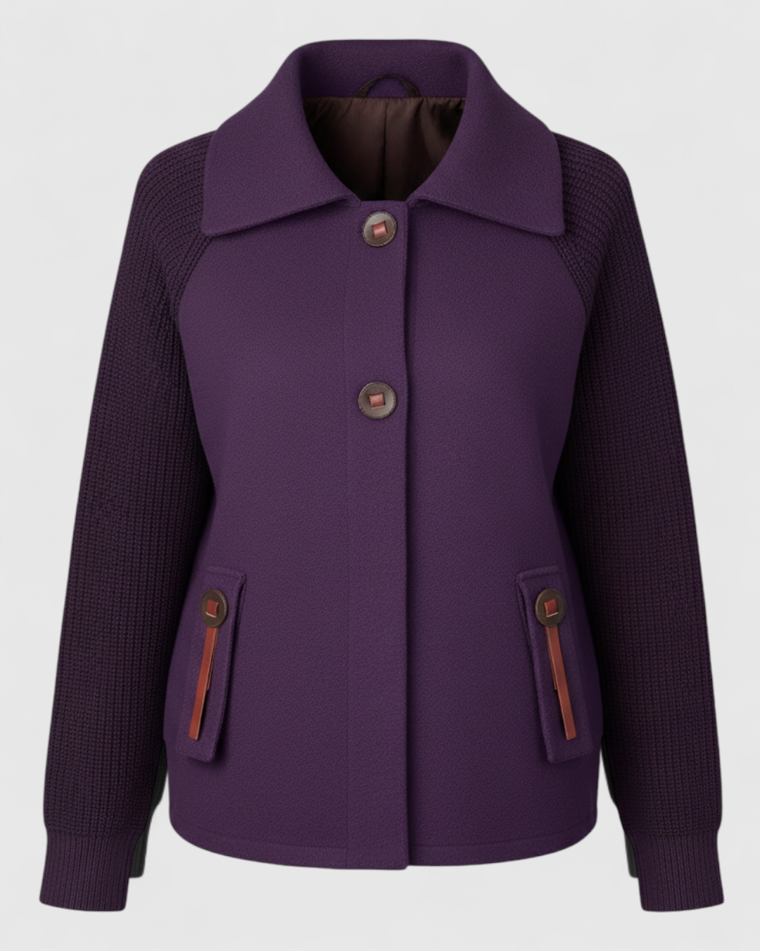Giacca Invernale Donna Casual con Collo Alto - Viola - abbigliamento esterno da donna casual collo donna giacca giacca autunno inverno giacca casual giacca collo alto giacca comoda giacca con tasche giacca donna giacca elegante giacca invernale invernale - Concept Palermo