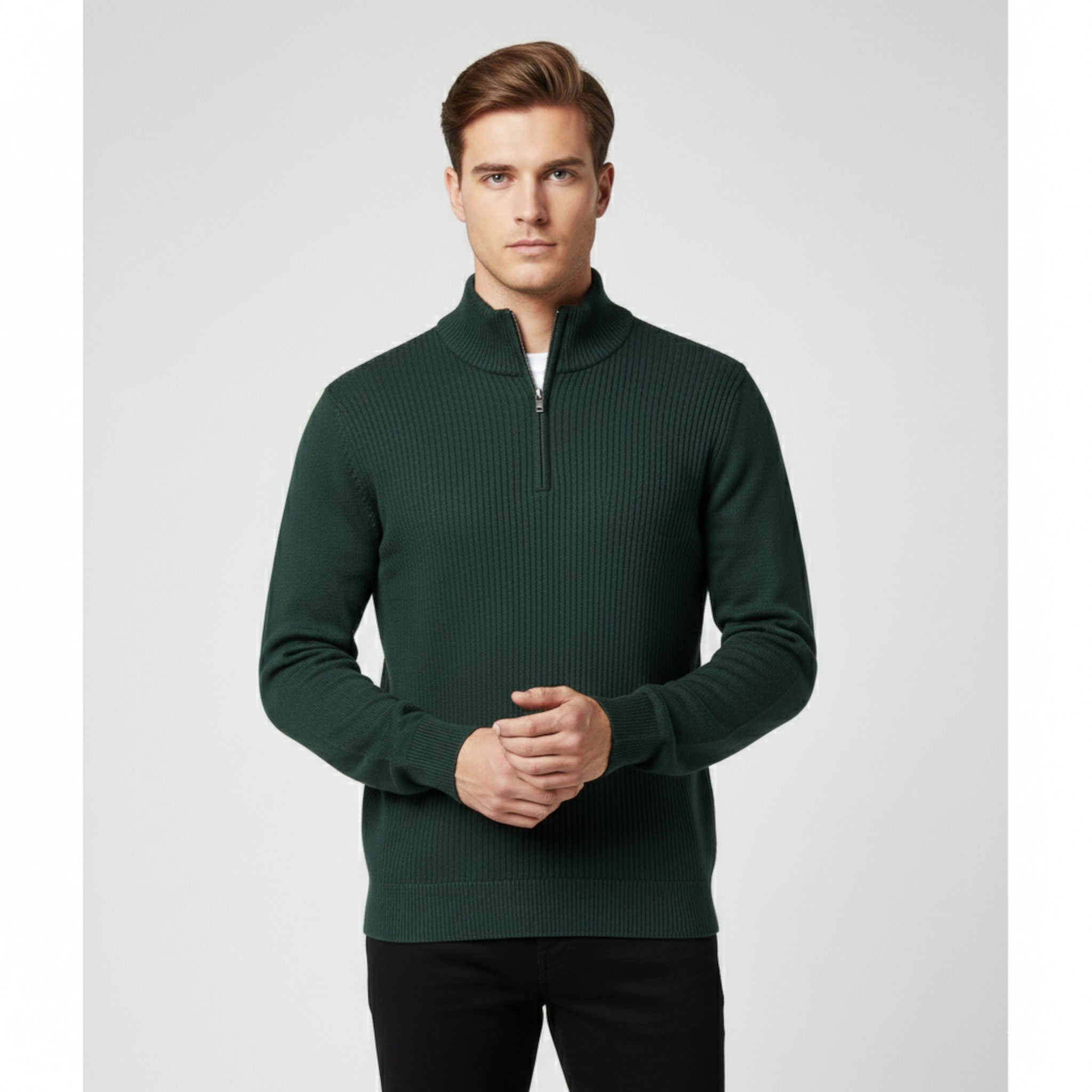 Maglione da Uomo con Mezza Zip Cotone - - Clothes clothes men Clothing cotone maglione maglione uomo men's top clothes mezza Sweater sweater men sweaters uomo - Concept Palermo