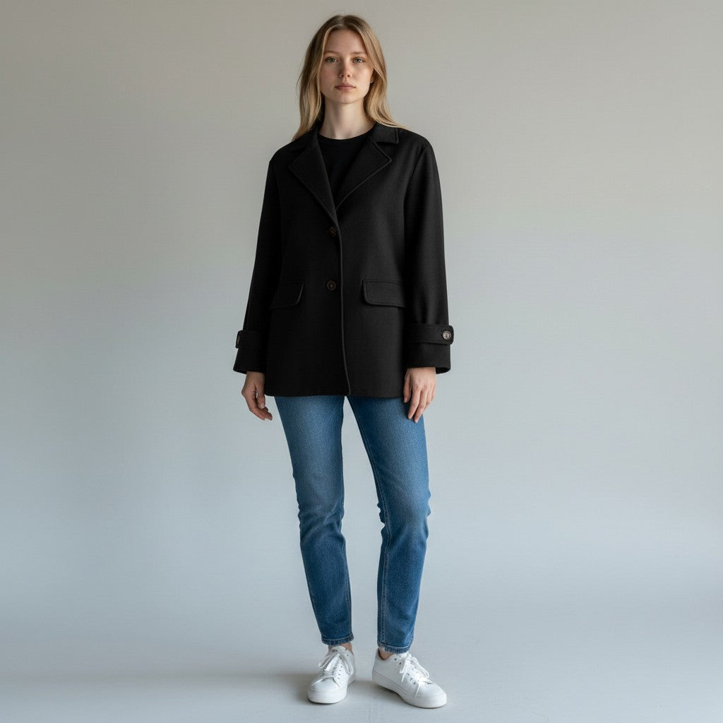 Giacca Invernale Donna con Collo Tailored - - abbinamenti chic autunno inverno collo collo tailored design con bottoni donna giacca giacca casual giacca da donna giacca elegante giacca invernale giacche da donna invernale maniche lunghe materiale dacron stile versátil tailored - Concept Palermo