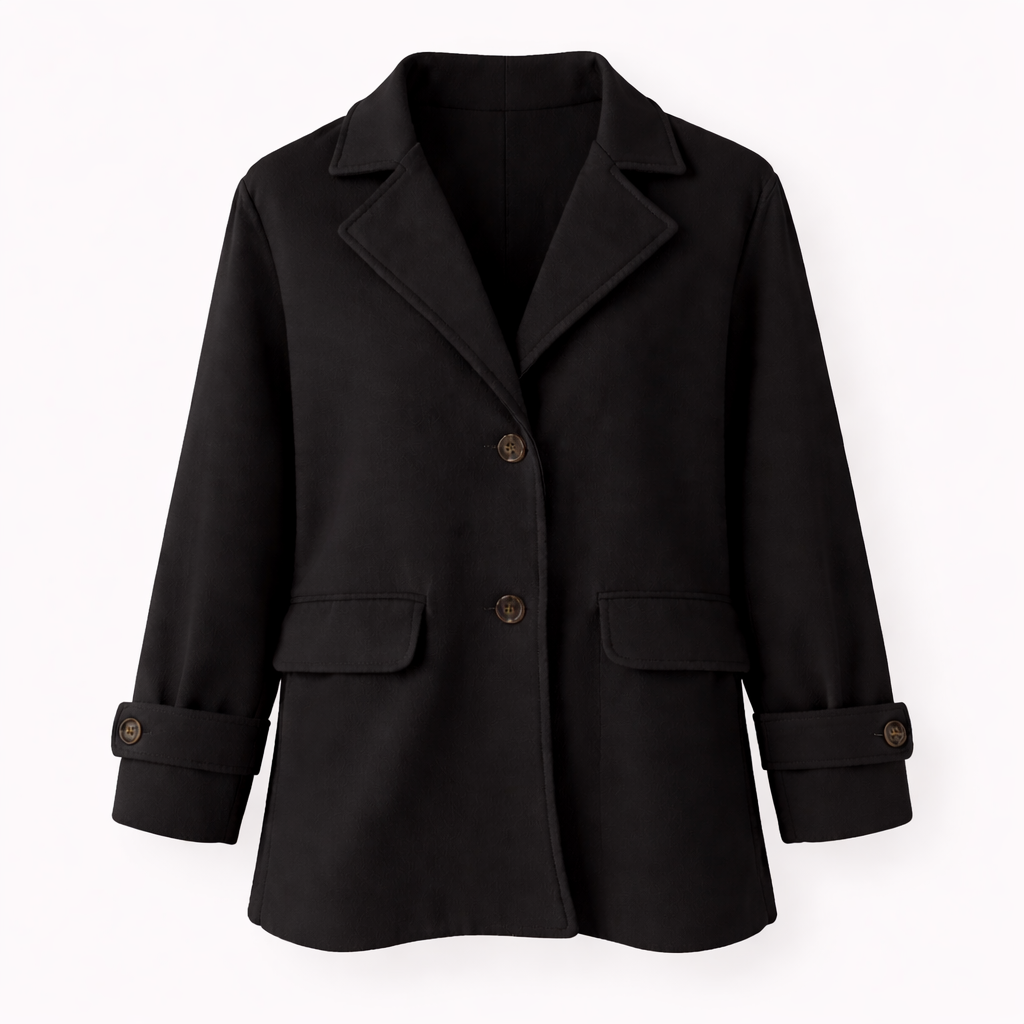 Giacca Invernale Donna con Collo Tailored - Nero - abbinamenti chic autunno inverno collo collo tailored design con bottoni donna giacca giacca casual giacca da donna giacca elegante giacca invernale giacche da donna invernale maniche lunghe materiale dacron stile versátil tailored - Concept Palermo