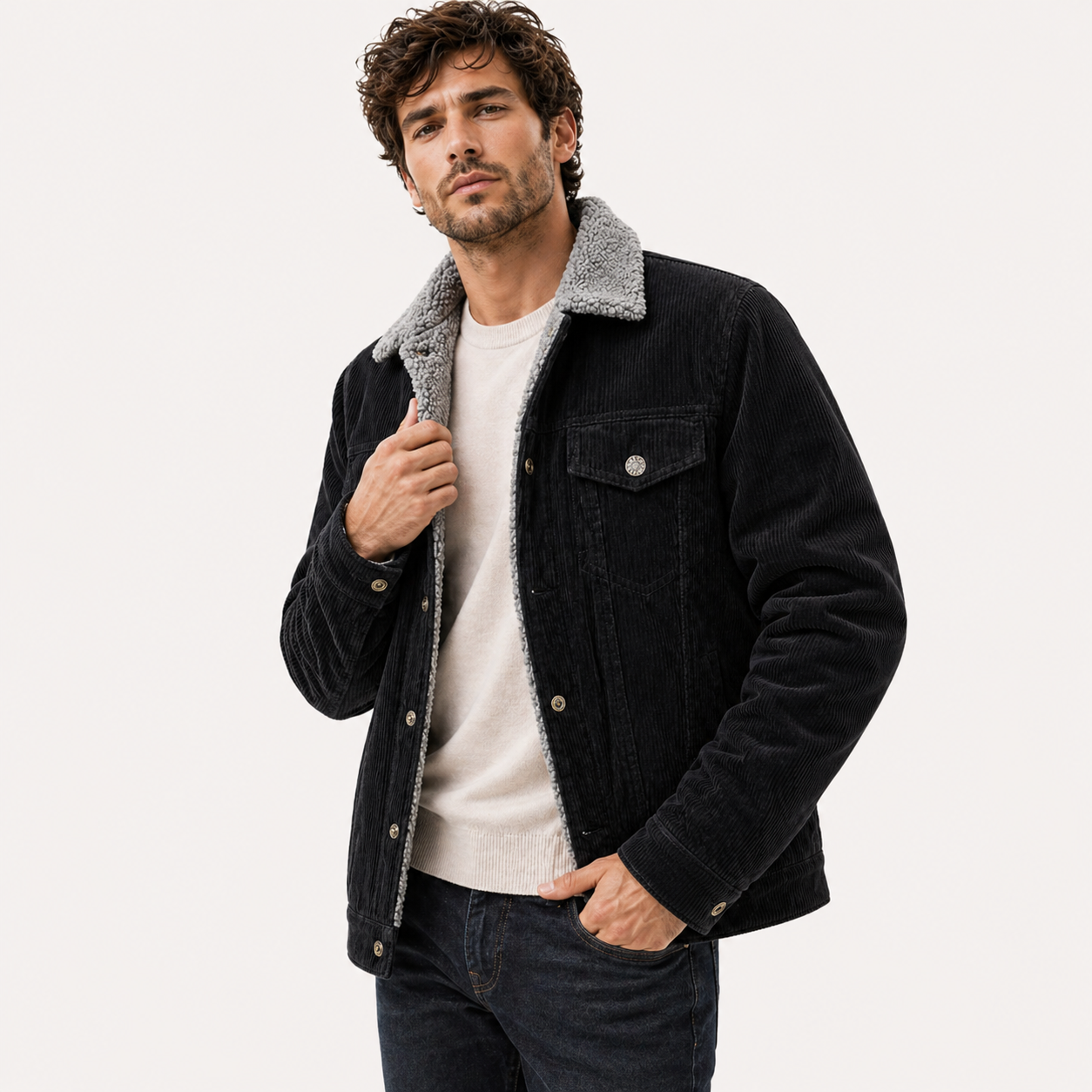 Giacca Uomo Vintage Velluto a Costine Marrone - Stile Classico e Comfort - Nero - abbigliamento primavera costine giacca giacca autunno giacca elegante giacca must-have giacca uomo giubbotti da uomo guardaroba versatile look formale stile classico stile pratico tessuto di qualità uomo velluto velluto a costine vintage - Concept Palermo