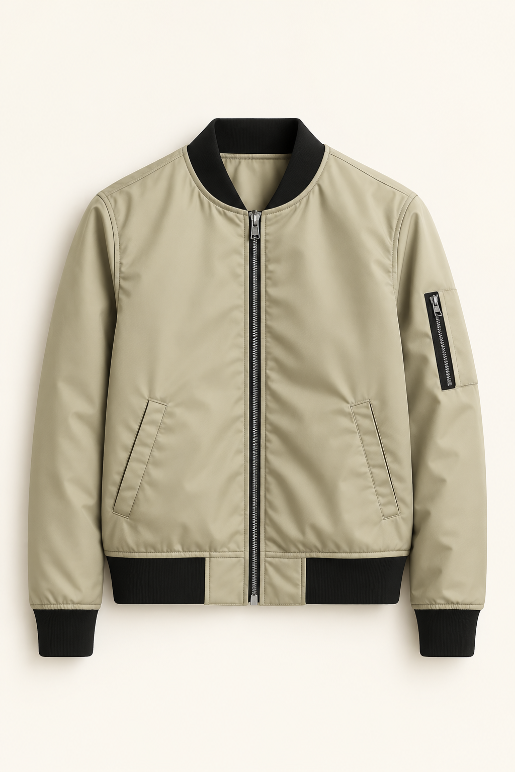 Giacca classica con cerniera - Minimalista. Maschile. Moderna - Beige - Autumn Winter cerniera classica giacca giacca classica Jacket jacket for men Jackets Linen maschile Men men's coats & jackets minimalista moderna Solid Winter jacket men - Concept Palermo