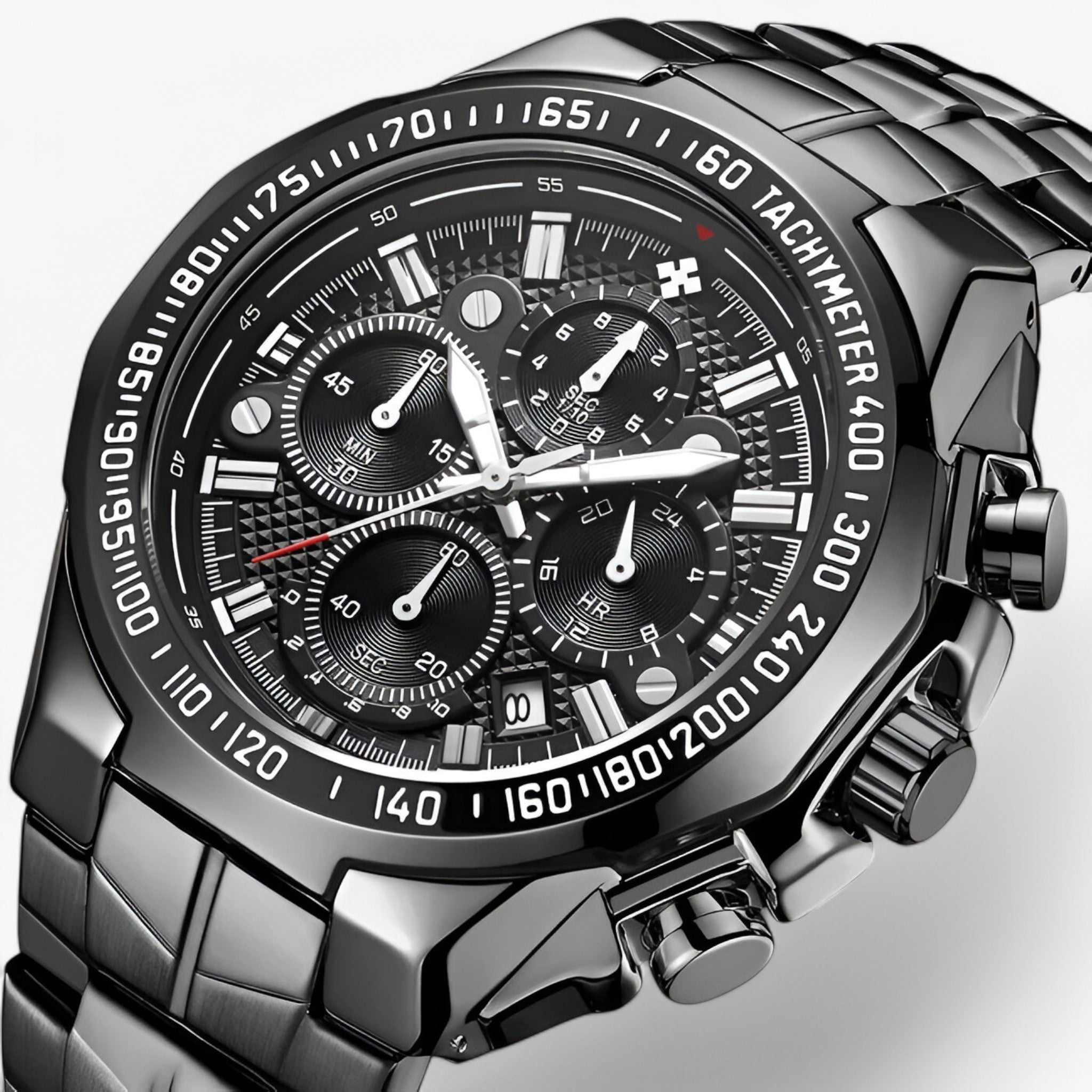 Orologio Sportivo Lusso Uomo Acciaio Nero Elegante Cronografo Impermeabile - completamente nero - accessoires acciaio horloges orologio orologio sportivo sport sportivo uomo watches - Concept Palermo