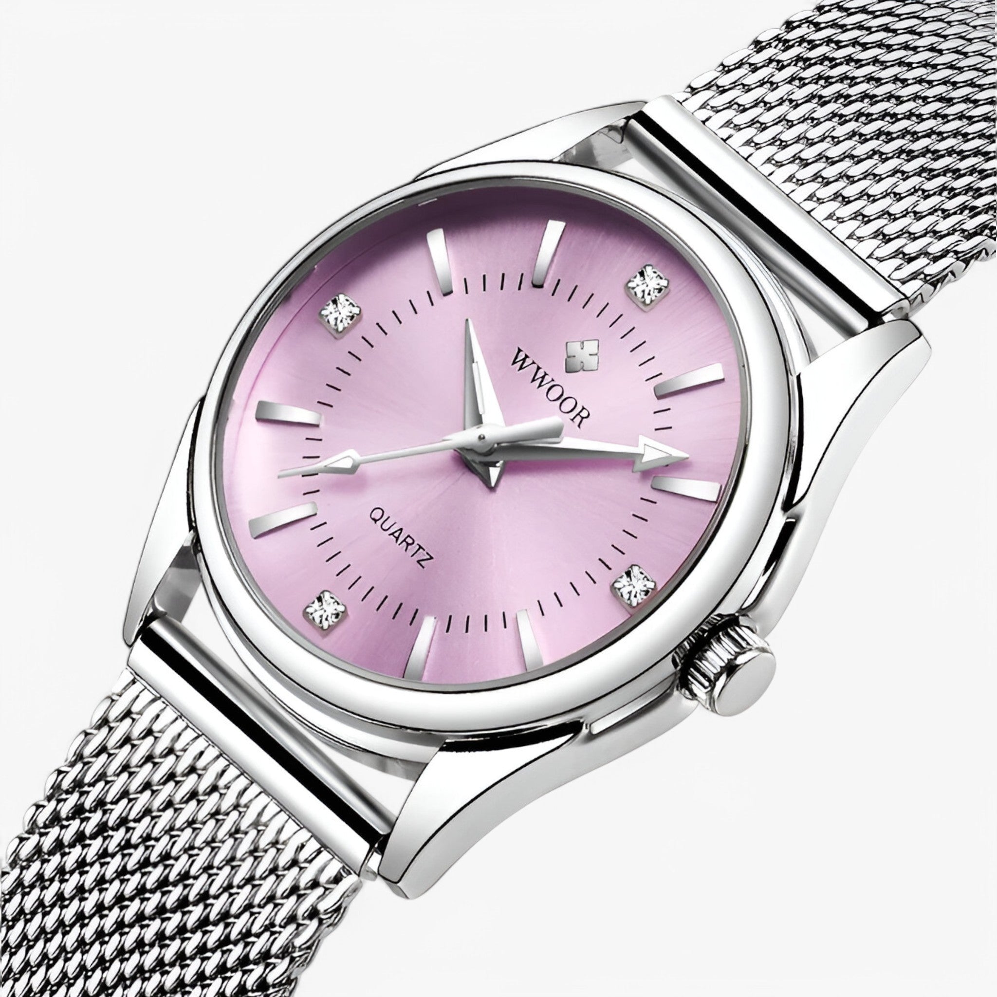 Orologio Donna Lusso Dorato in Acciaio Inox con Diamanti, Elegante e Raffinato - rosa - diamanti donna femminile moda orologio orologio donna polso watch for women watches - Concept Palermo