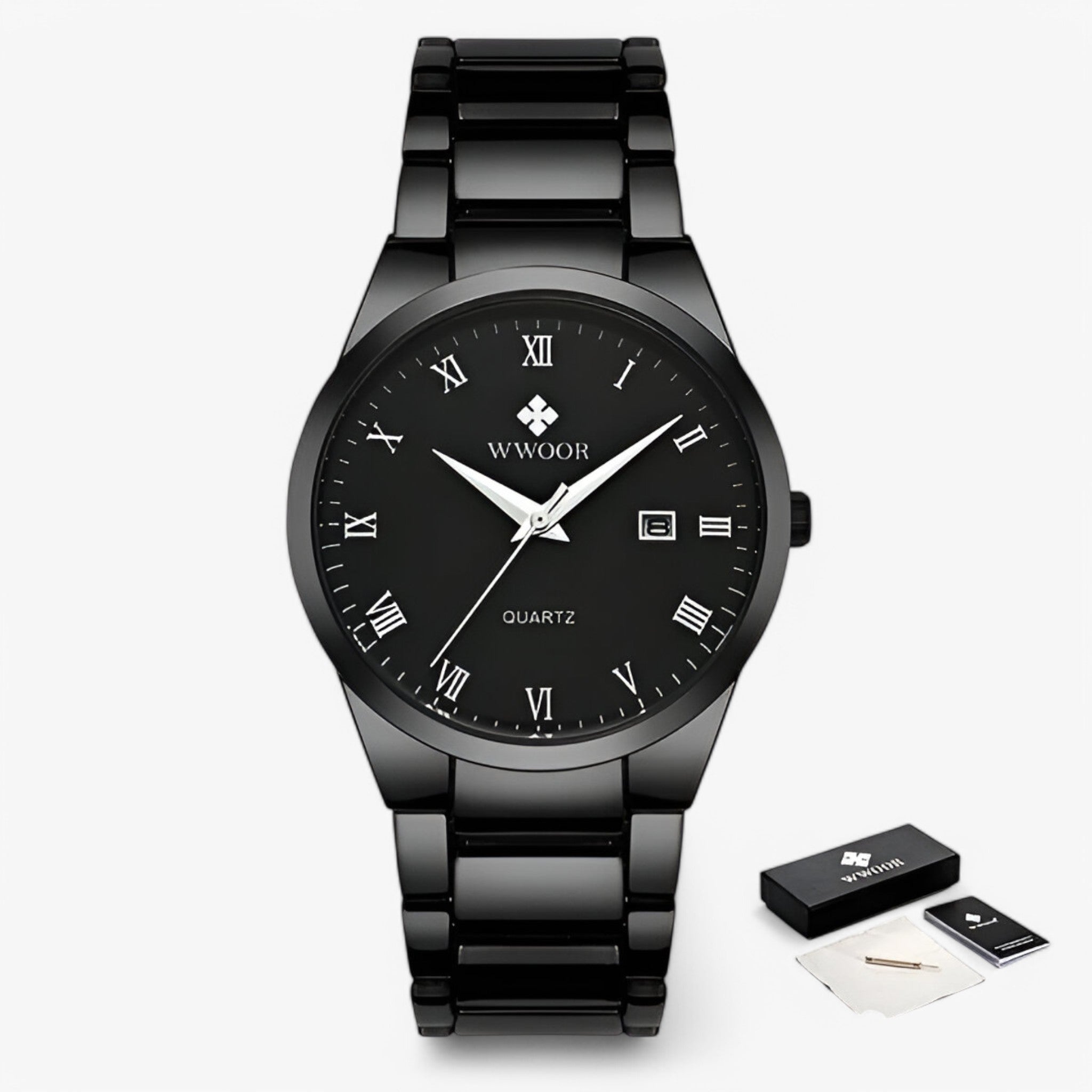 Orologio Acciaio Quarzo Uomo Elegante - Nero nero con scatola - acciaio orologio orologio acciaio quarzo uomo watches WATCHES FOR MEN - Concept Palermo