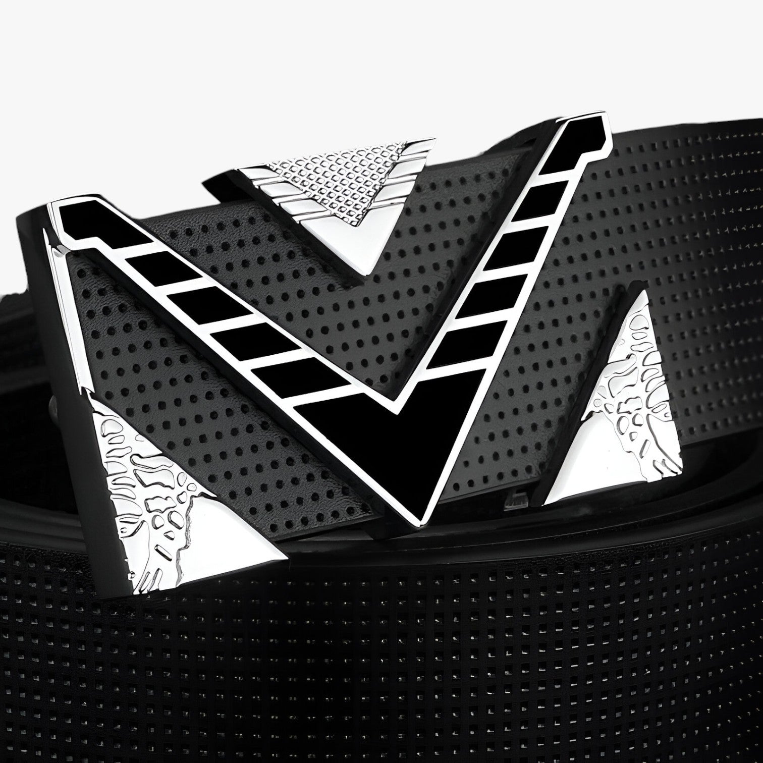Cintura Uomo Elegante in Pelle Nera con Fibbia Dorata a V - - Belts belts for men cintura cintura fibbia dorata fibbia Mens belt uomo - Concept Palermo