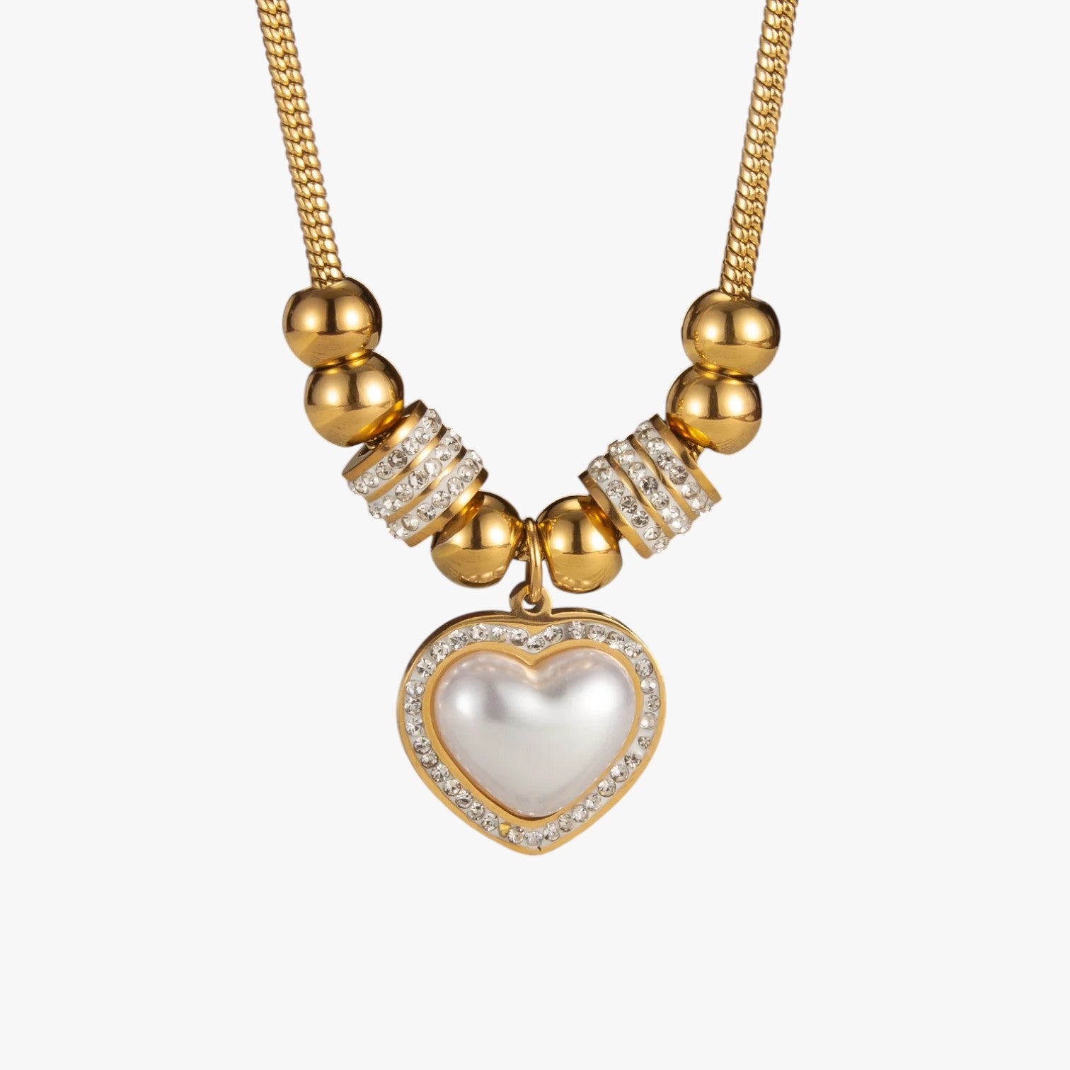 Collana a forma di cuore con zirconi e perline per un look da festa Lana Donna - - collana collana forma cuore donna elegant womens necklaces Fashion Necklaces festa forma jewelry lana necklace Necklaces for Women - Concept Palermo