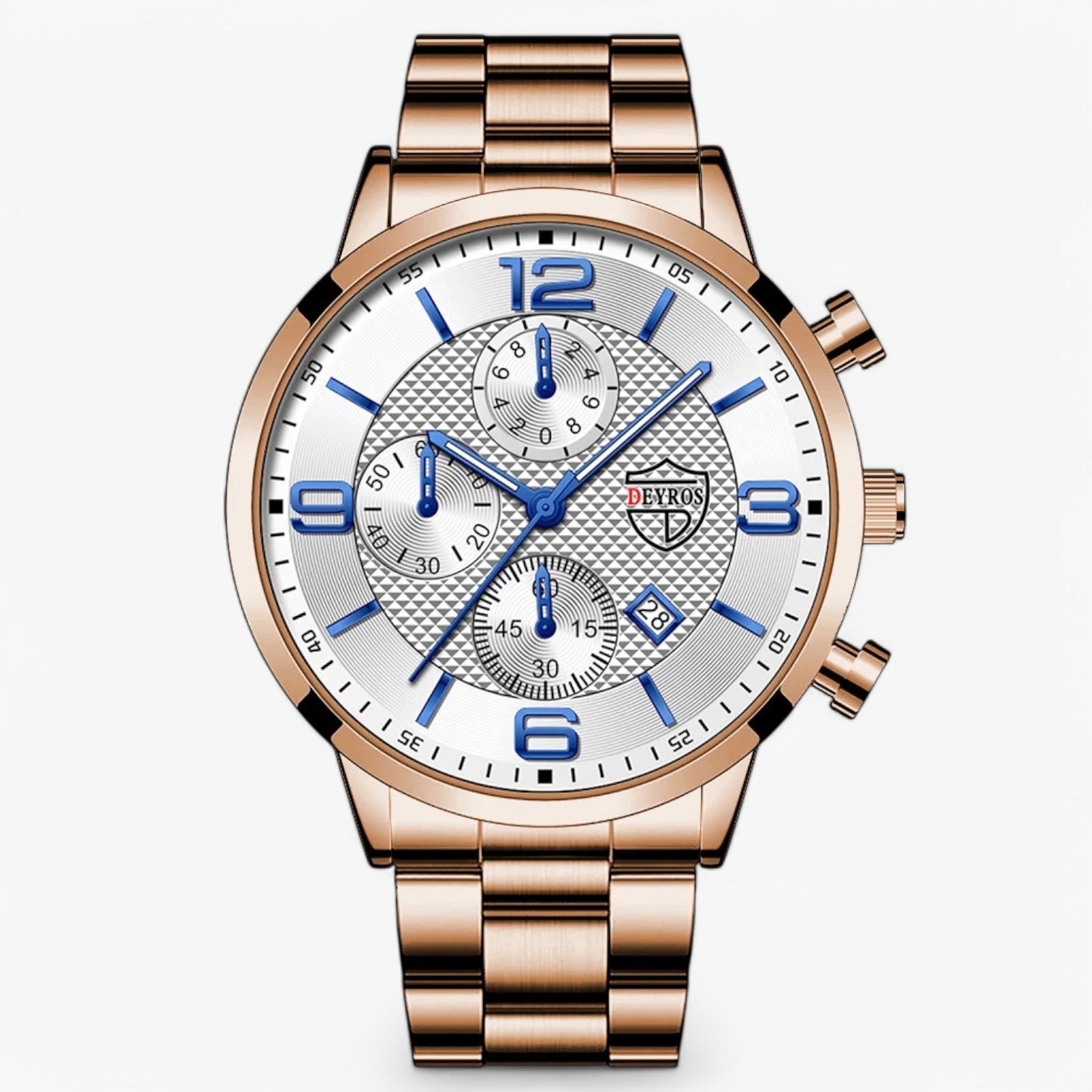 Orologio da Uomo in Acciaio Inossidabile con Funzione Luminosa - Rosa Oro Bianco - acciaio funzione inossidabile luminosa mens accessory orologio orologio uomo uomo watch for men watches - Concept Palermo