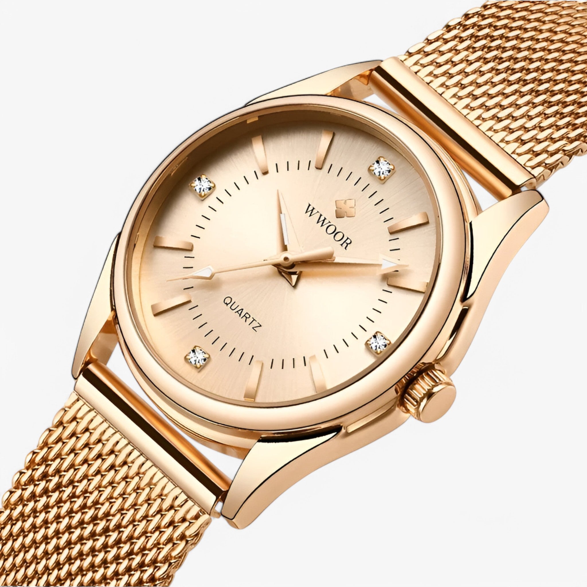 Orologio Donna Lusso Dorato in Acciaio Inox con Diamanti, Elegante e Raffinato - oro rosa - diamanti donna femminile moda orologio orologio donna polso watch for women watches - Concept Palermo