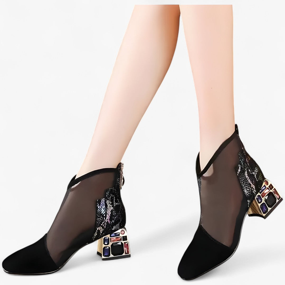 Sandali in rete con tacco medio e strass traforati Uomo - Nera - BOOTS Boots & Shoes medio rete sandali sandali rete shoes strass tacco traforati - Concept Palermo