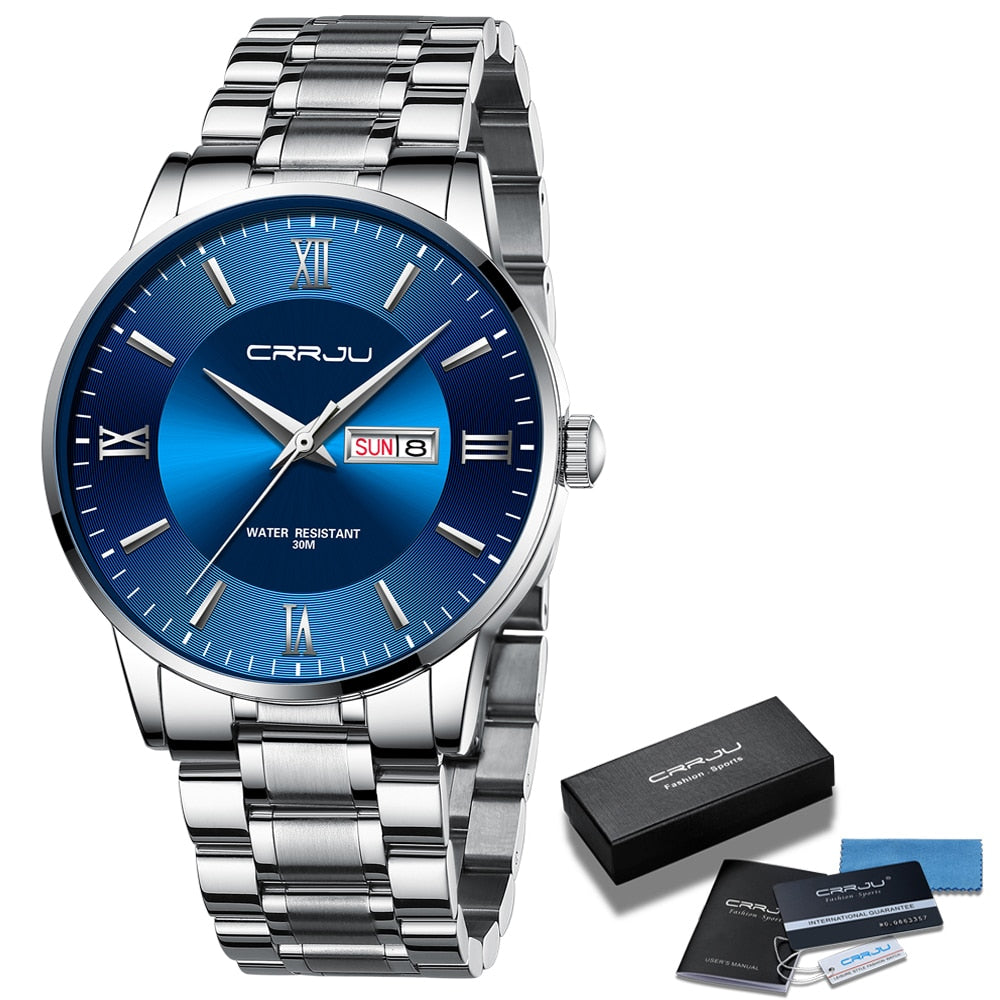 Orologio sportivo impermeabile di lusso CRRJU - Blu argento - all crrju Horloges impermeabile new arrival new_for_google_may orologio orologio sportivo sportivo watches - Concept Palermo