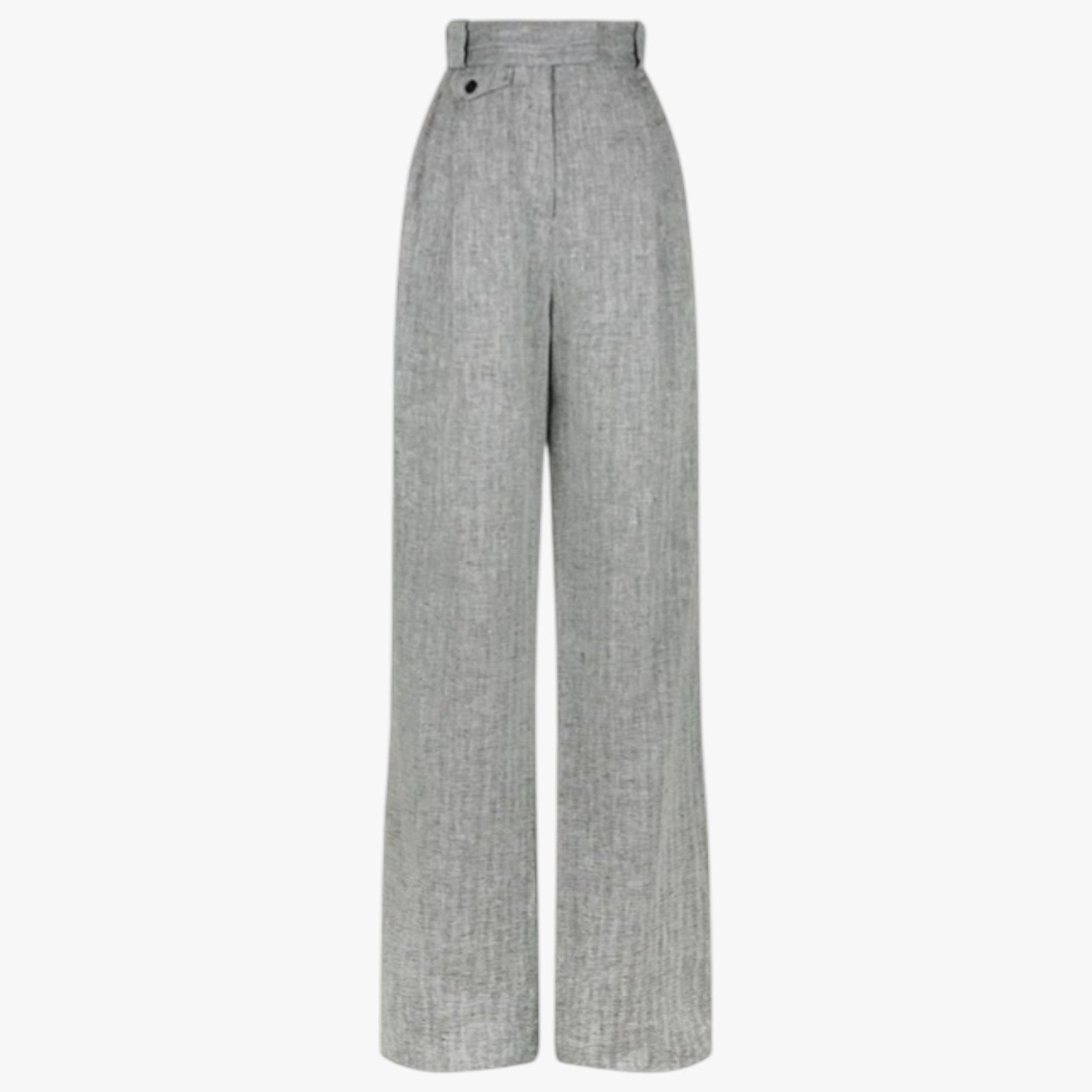 Pantaloni Donna Vita Alta in Lino-Cotone Eleganza Aria & Libertà Tutto il Giorno - Grigio - alta aria cotone donna eleganza giorno libertà linen pants lino pants pants for women women pants - Concept Palermo