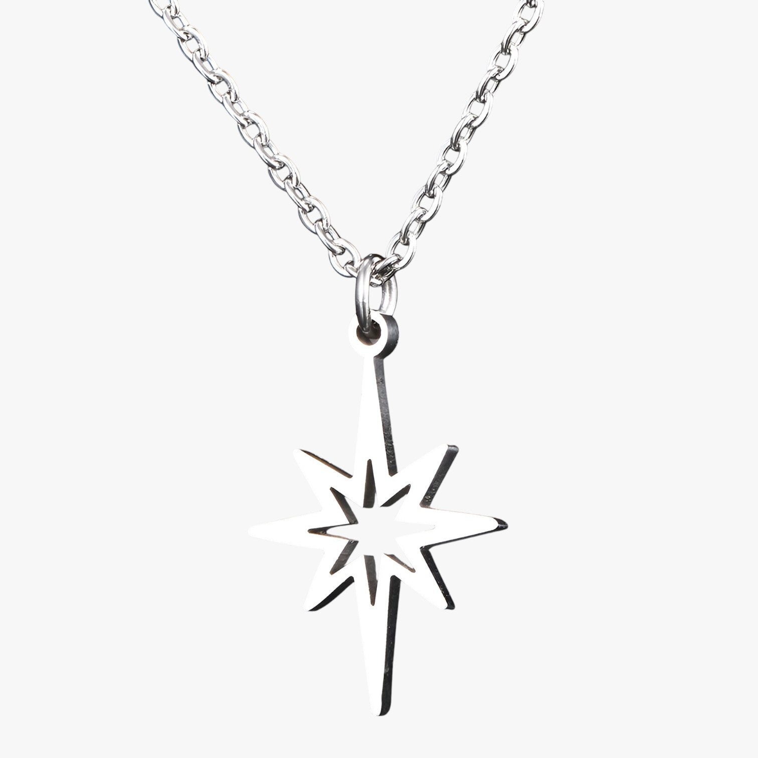 Collana con ciondolo a stella in acciaio inossidabile Donna - Argento 45cm - acciaio ciondolo collana collana ciondolo donna elegant womens necklaces inossidabile jewelry necklace NECKLACES Necklaces for Women stella - Concept Palermo