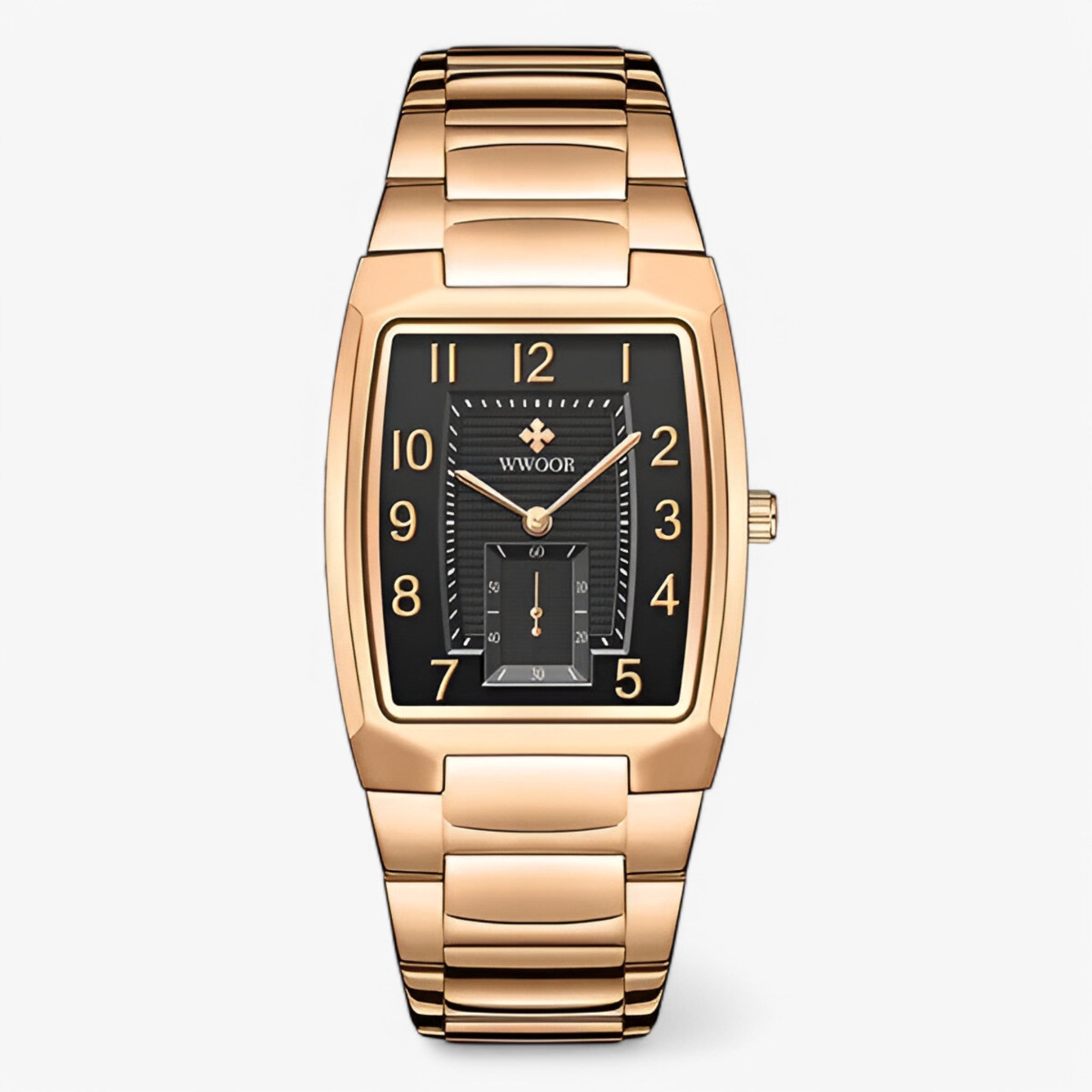 Orologio Uomo Quadrato in Acciaio Inox di Lusso - Elegante e Moderno - rosa nera - accessoires acciaio horloges inox orologio orologio quadrato quadrato uomo watches - Concept Palermo
