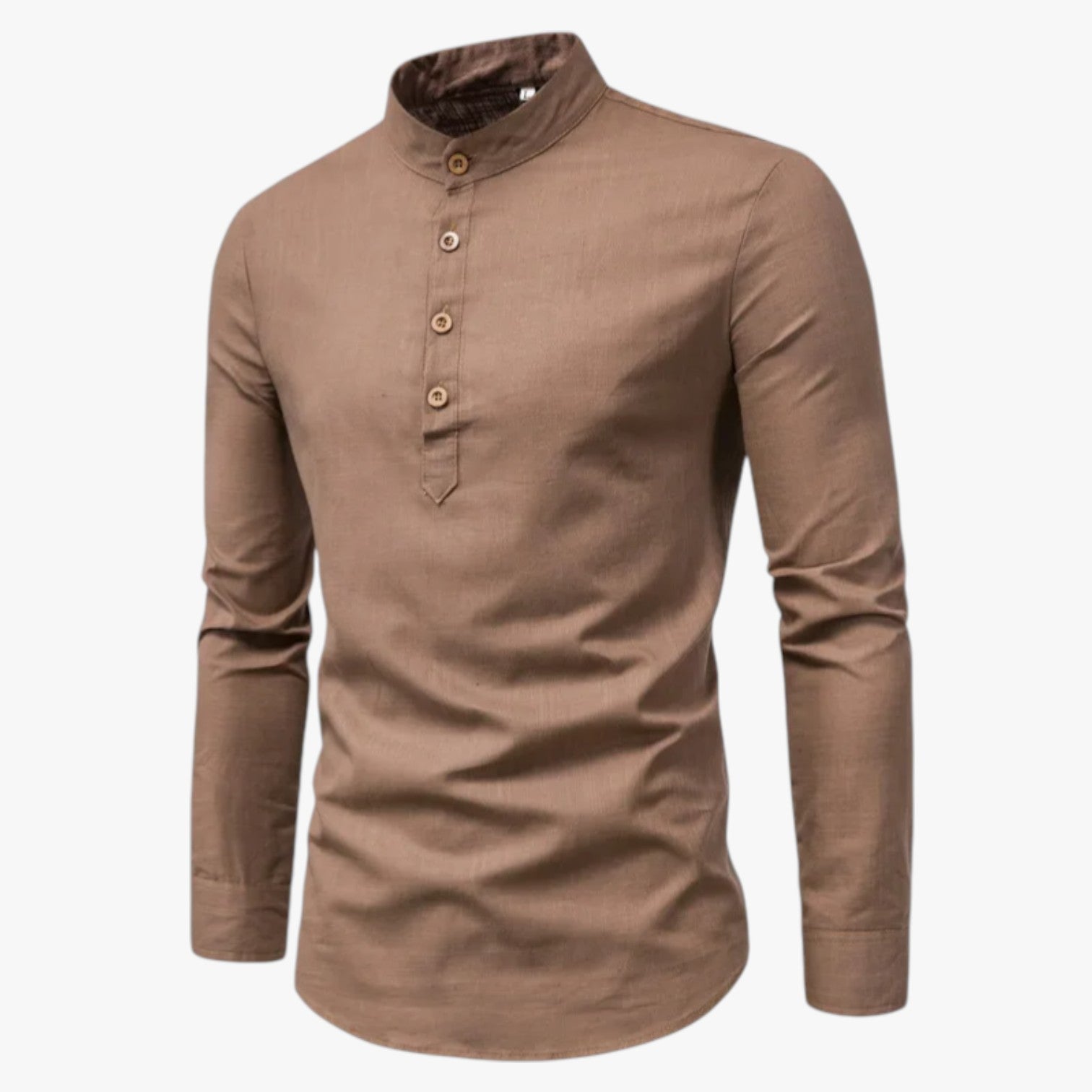 Camicia da uomo in cotone e lino - Freschezza primaverile con stile casual - Caffè - camicia camicia uomo casual cotone freschezza lino men's sweater men's top primaverile Tops - Concept Palermo