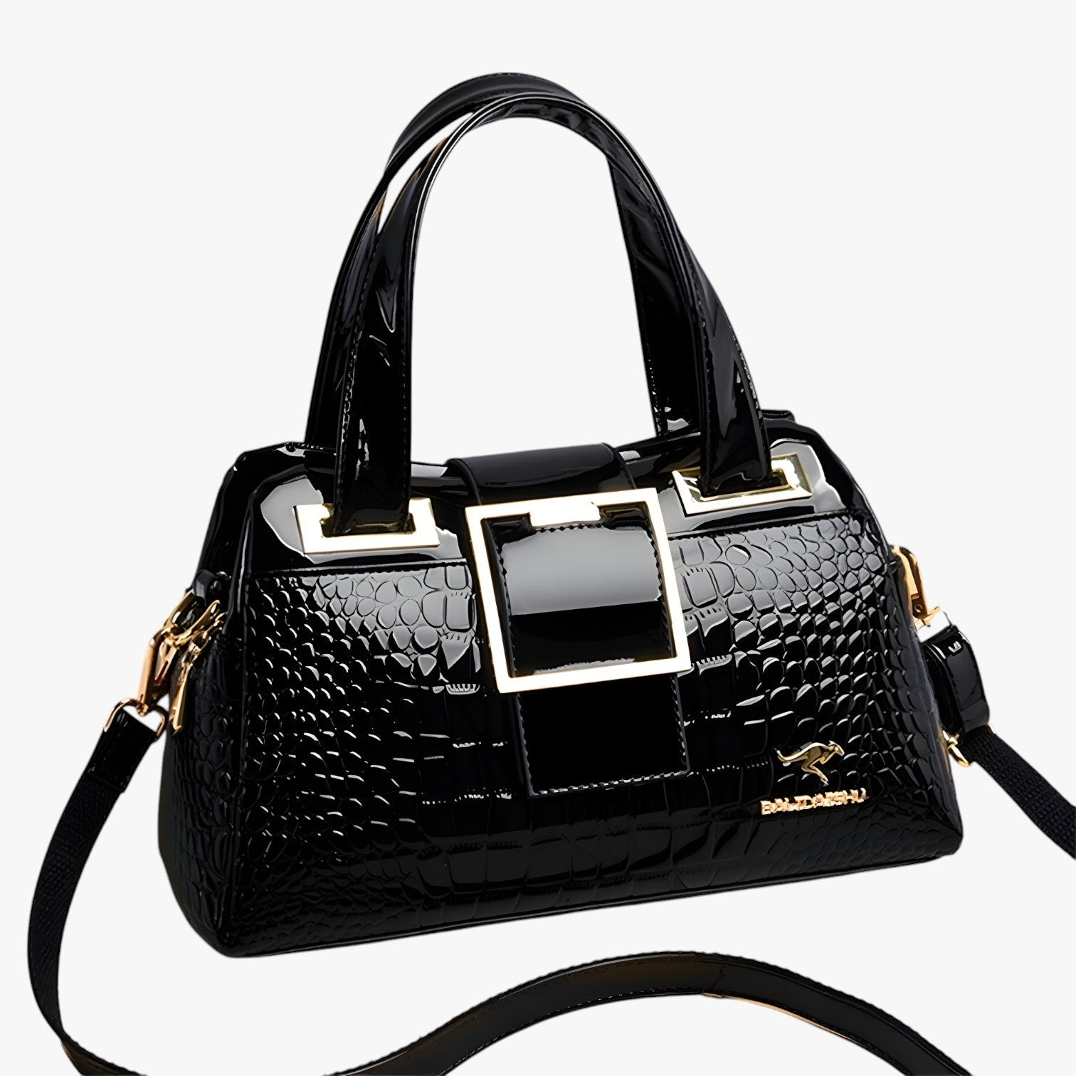 Borsa a Tracolla Donna Grande Nera in Ecopelle Effetto Coccodrillo - Elegante e Versatile - - Bags borsa borsa tracolla coccodrillo donna finto handbags tracolla women bags - Concept Palermo