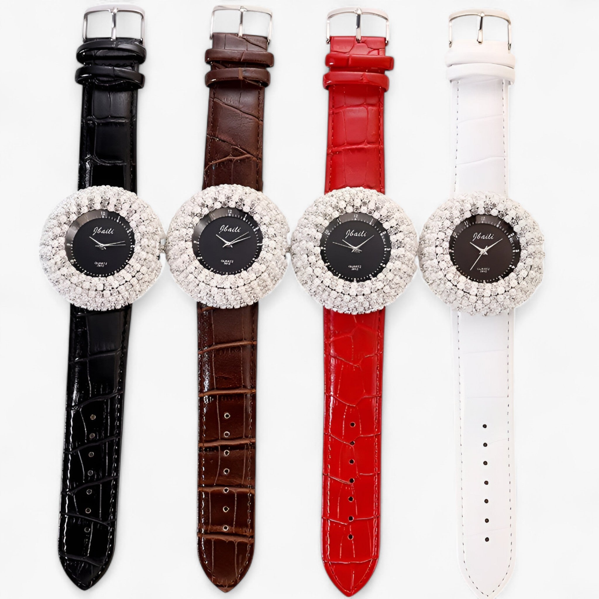 Orologio in pelle con quadrante nero e strass Uomo - - female watch orologio orologio pelle pelle quadrante strass uomo watch for women watches - Concept Palermo