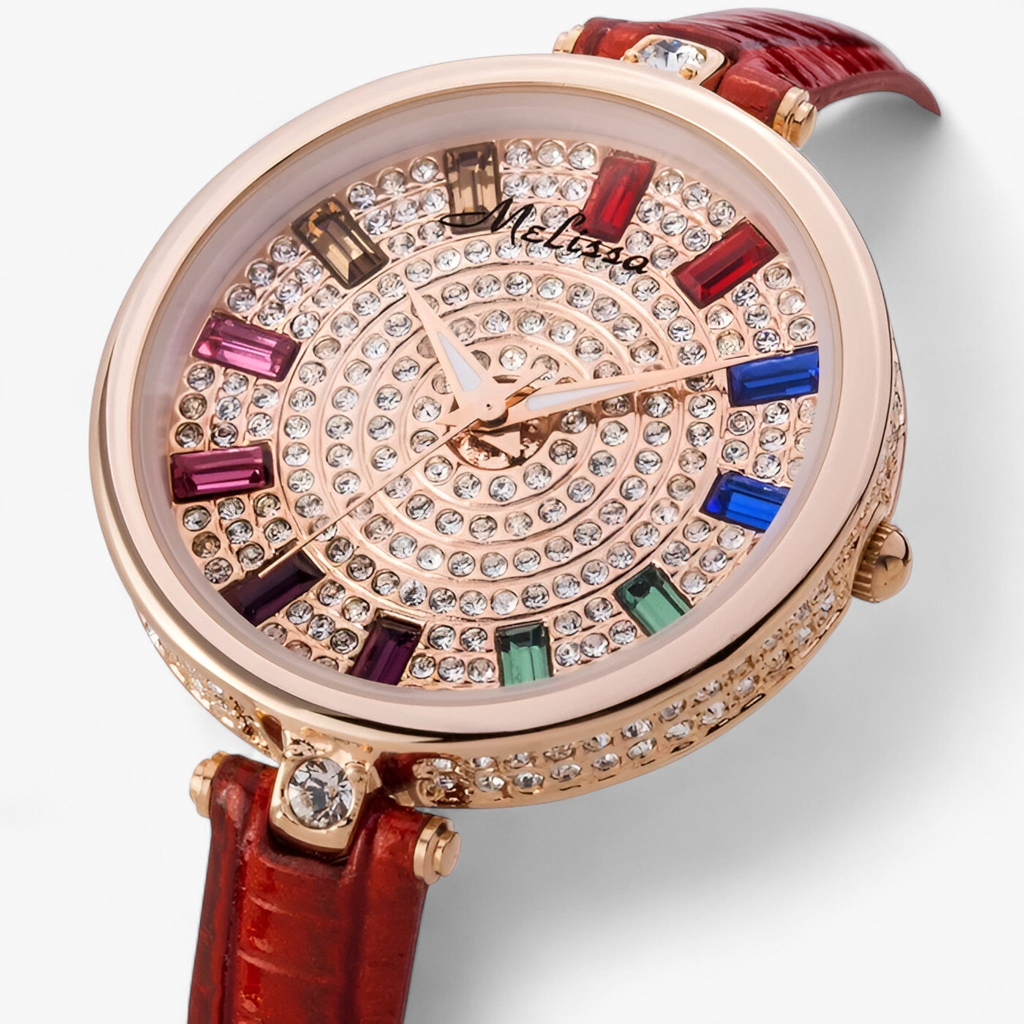 Orologio Donna Elegante al Quarzo con Cinturino in Vera Pelle Bianco e Cristalli - - accessoires cinturino cristalli horloges orologio orologio quarzo pelle quarzo watches - Concept Palermo