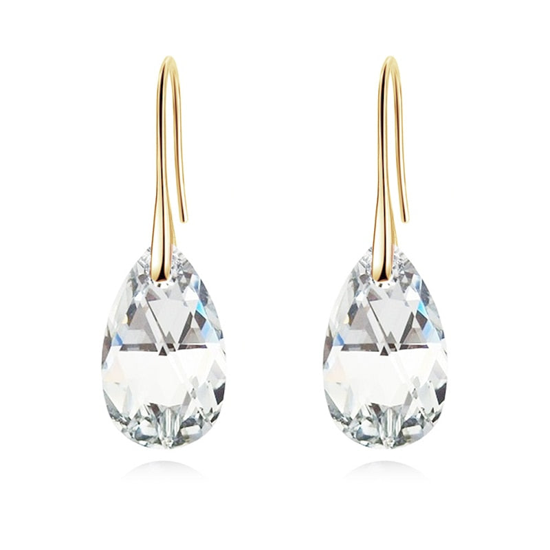 Orecchini a Goccia Donna Eleganti con Cristalli Luminosi Trasparenti - Cristallo trasparente oro - cristallo donna Earrings for Women Girls goccia jewelry New Fashion Earrings orecchini orecchini goccia - Concept Palermo