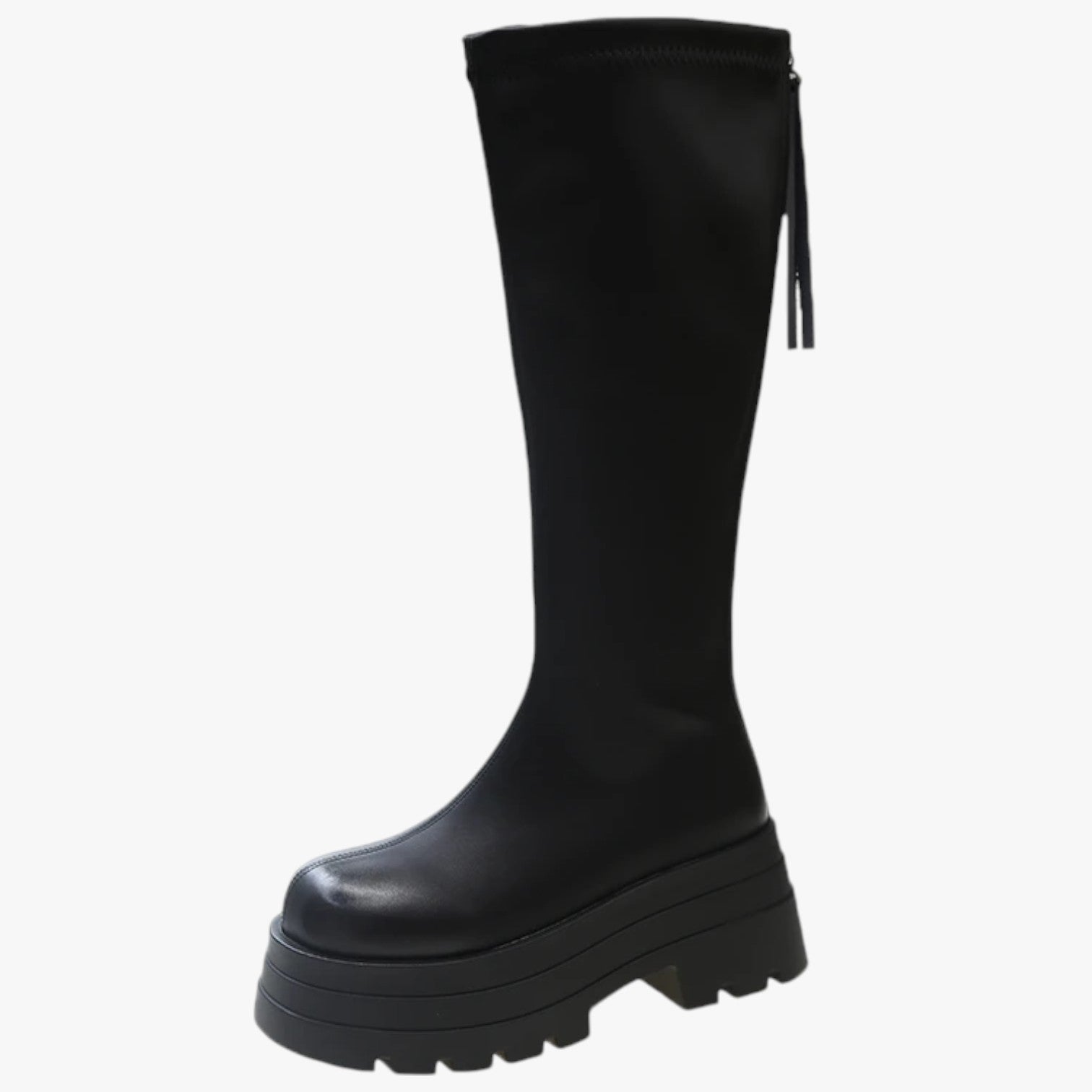Stivali Donna Moda Trendy con Zip, Suola Spessa & Comfort Extra sopra il Ginocchio - Nero - Boots & Shoes comfort donna extra ginocchio moda shoes shoes for women sopra spessa - Concept Palermo