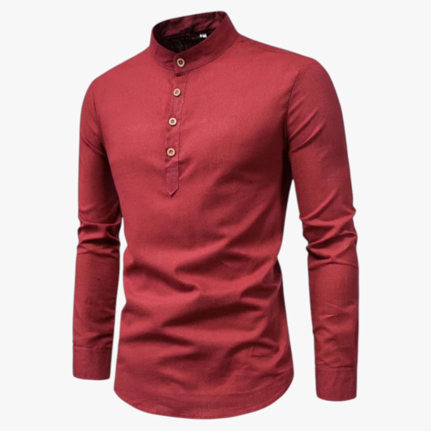 Camicia da uomo in cotone e lino - Freschezza primaverile con stile casual - Rosso - camicia camicia uomo casual cotone freschezza lino men's sweater men's top primaverile Tops - Concept Palermo