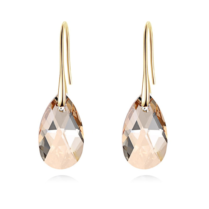 Orecchini a Goccia Donna Eleganti con Cristalli Luminosi Trasparenti - Cristallo GS. Oro - cristallo donna Earrings for Women Girls goccia jewelry New Fashion Earrings orecchini orecchini goccia - Concept Palermo