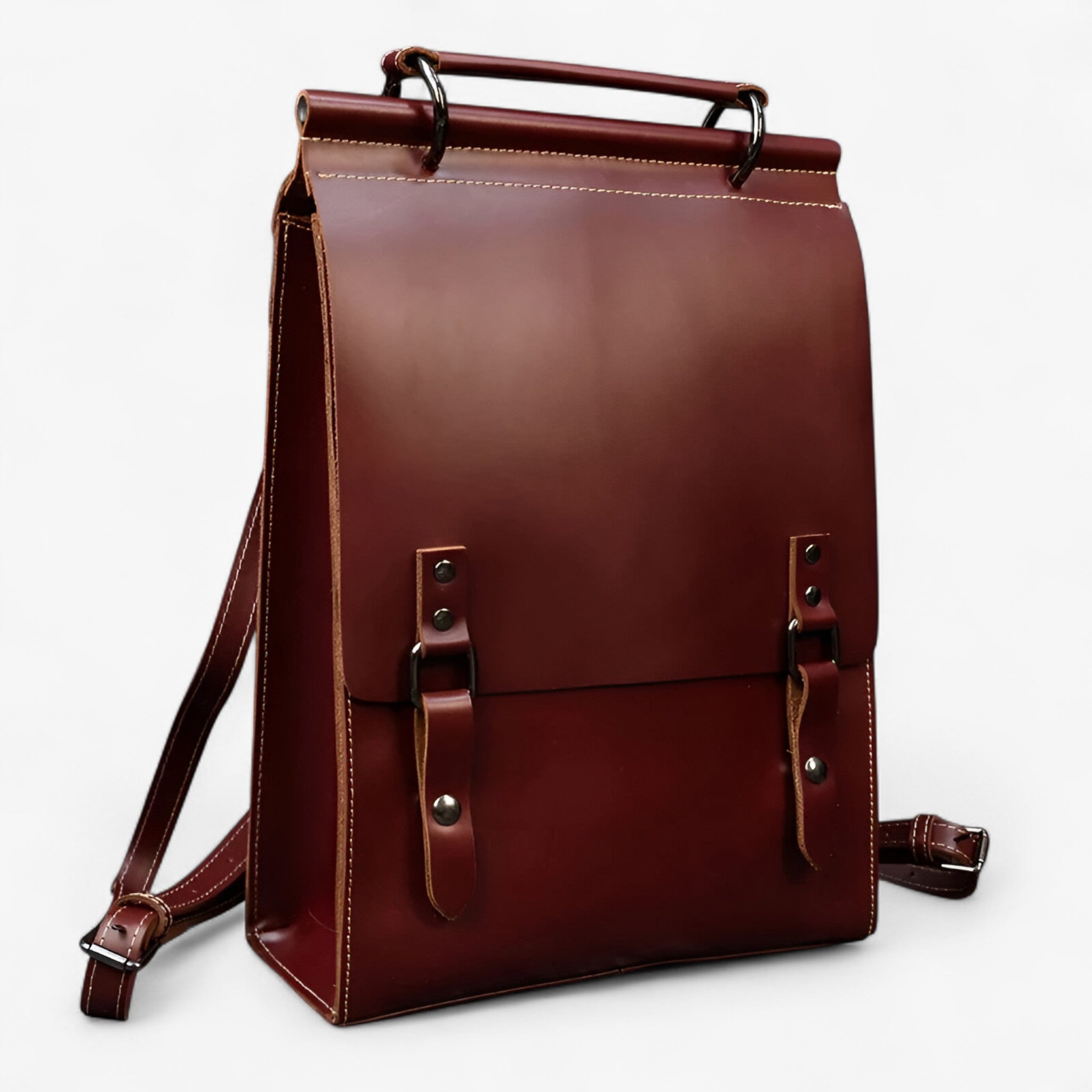 Zaino da donna in pelle - Rosso-marrone - Backpacks bags donna leather backpack pelle women's backpack zaino zaino donna - Concept Palermo