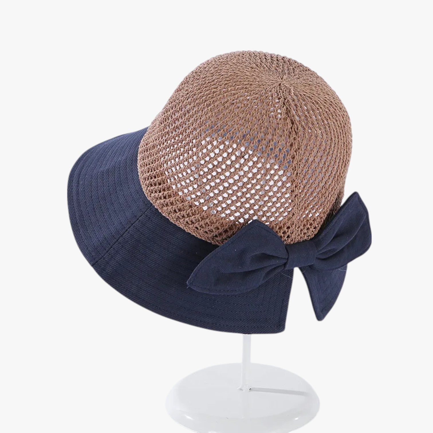 Cappello estivo all’uncinetto con fiocco pieghevole e traspirante - blu navy 56-58cm - cappello cappello estivo estivo fiocco hat Hat for girls hats pieghevole summer hat sun hat traspirante uncinetto women hat women's hat - Concept Palermo