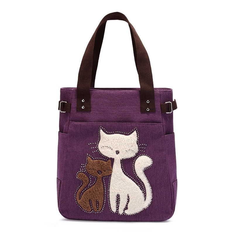 Borsa in tela Cat ricamata Uomo - - Bags borsa borsa tela ricamata tela uomo - Concept Palermo