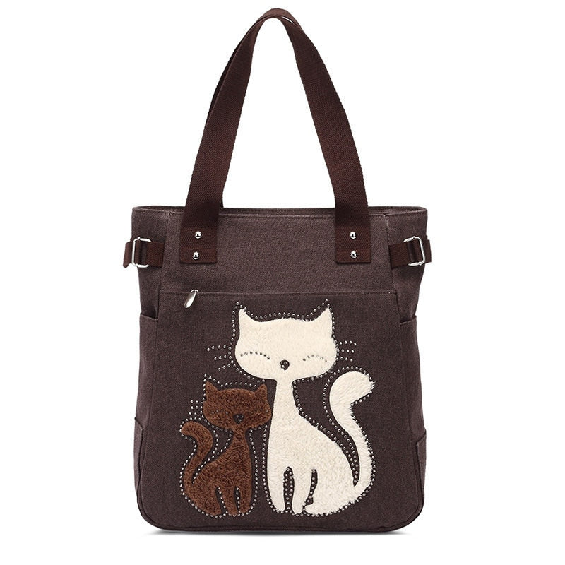 Borsa in tela Cat ricamata Uomo - Caffè - Bags borsa borsa tela ricamata tela uomo - Concept Palermo