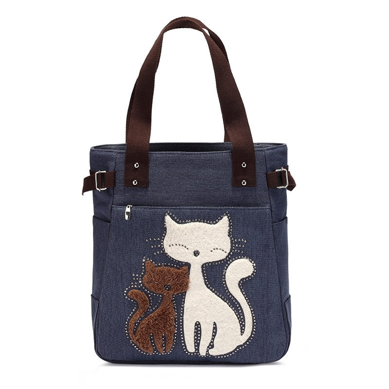 Borsa in tela Cat ricamata Uomo - - Bags borsa borsa tela ricamata tela uomo - Concept Palermo
